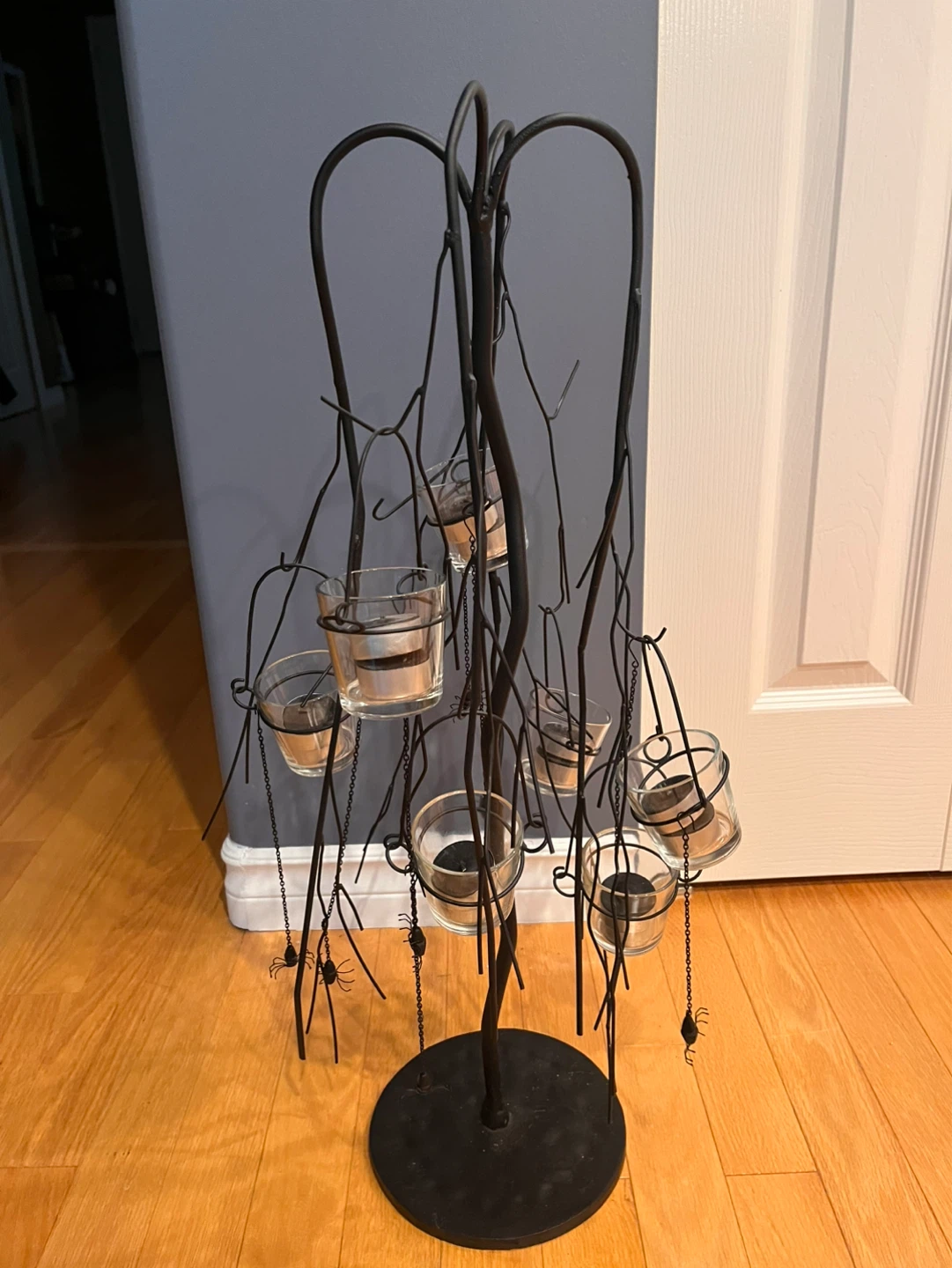 Halloween Tree Tealight Candle Holder with Spiders