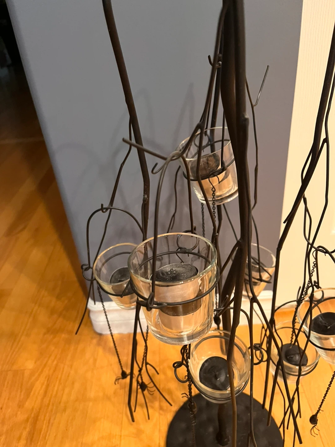 Halloween Tree Tealight Candle Holder with Spiders - photo 2