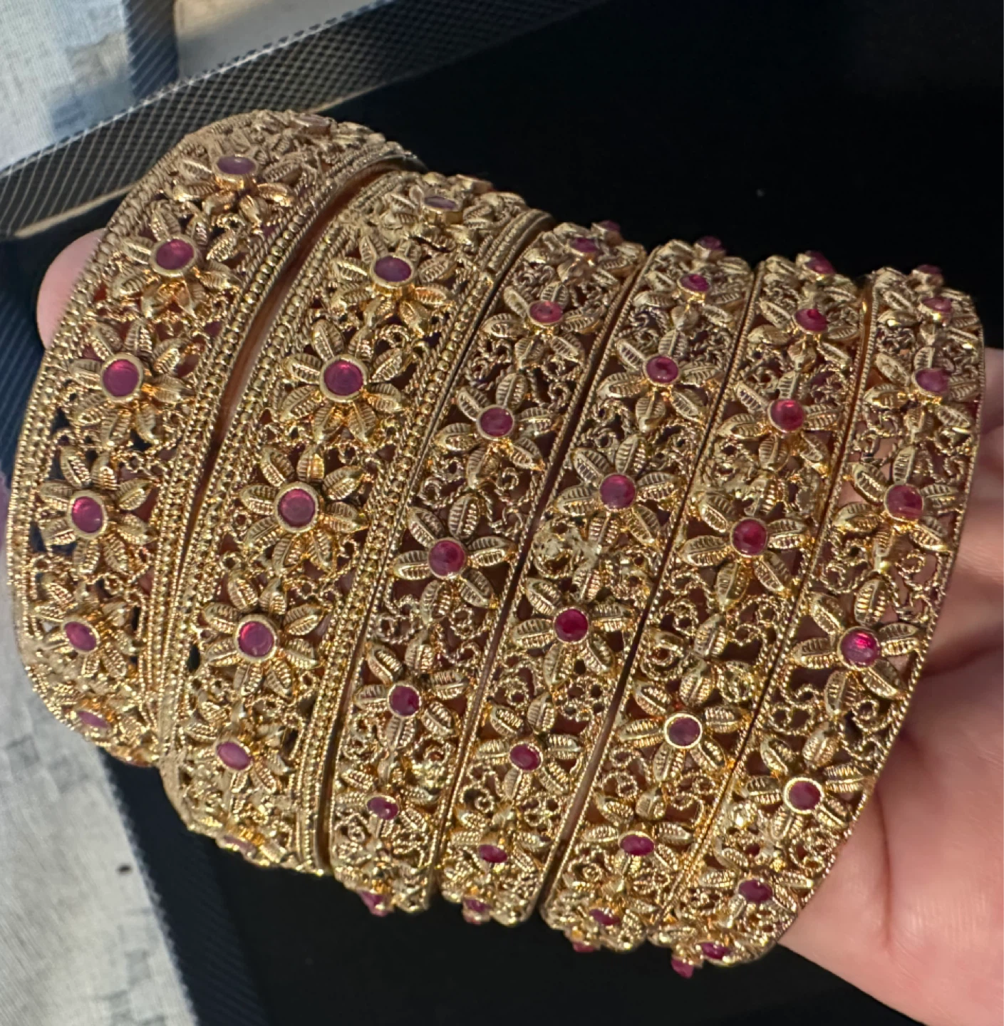 Gold Plated Indian Bangles (set of 6)