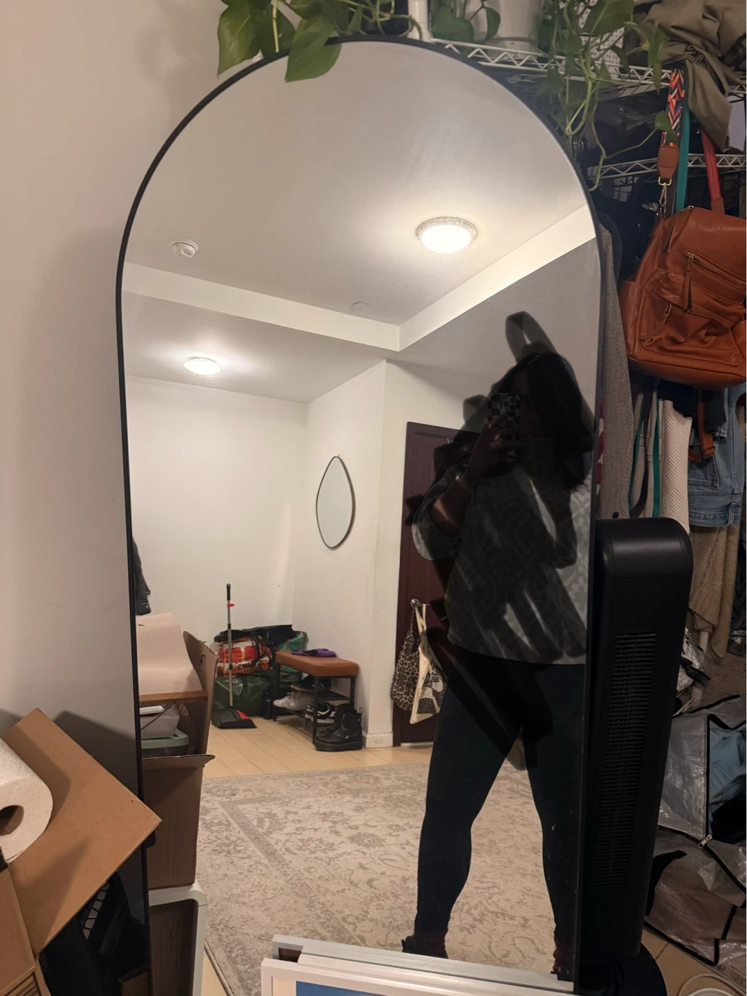 71" x 28" Arched Full Length Floor Mirror - Black Aluminum Frame - photo 3