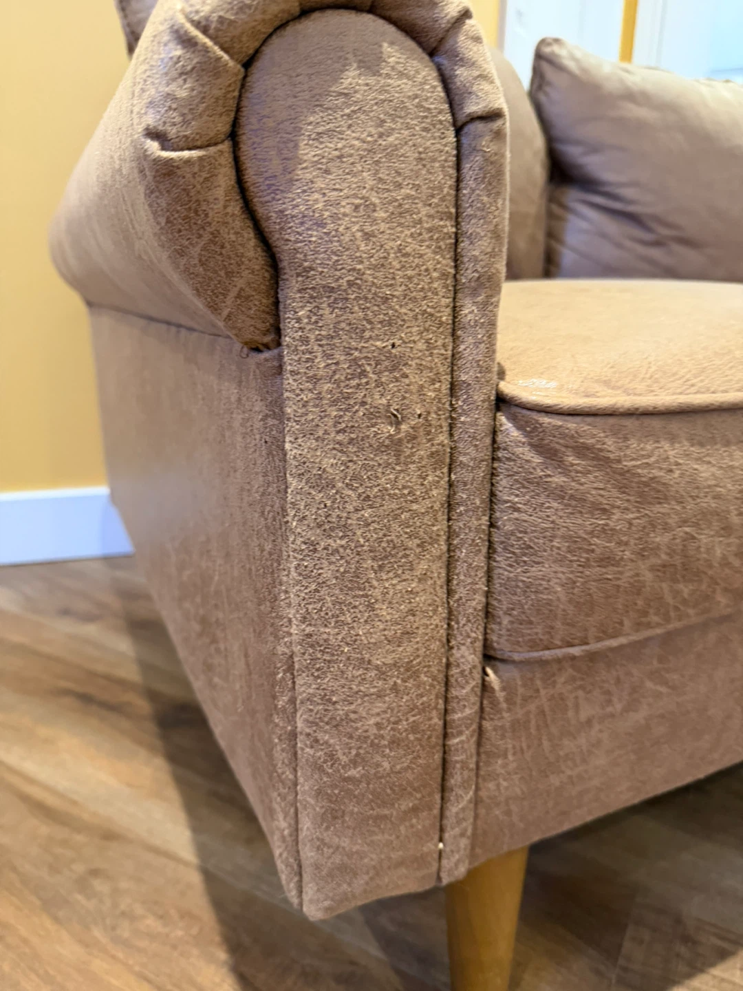 Brown Faux Leather Sofa - photo 4
