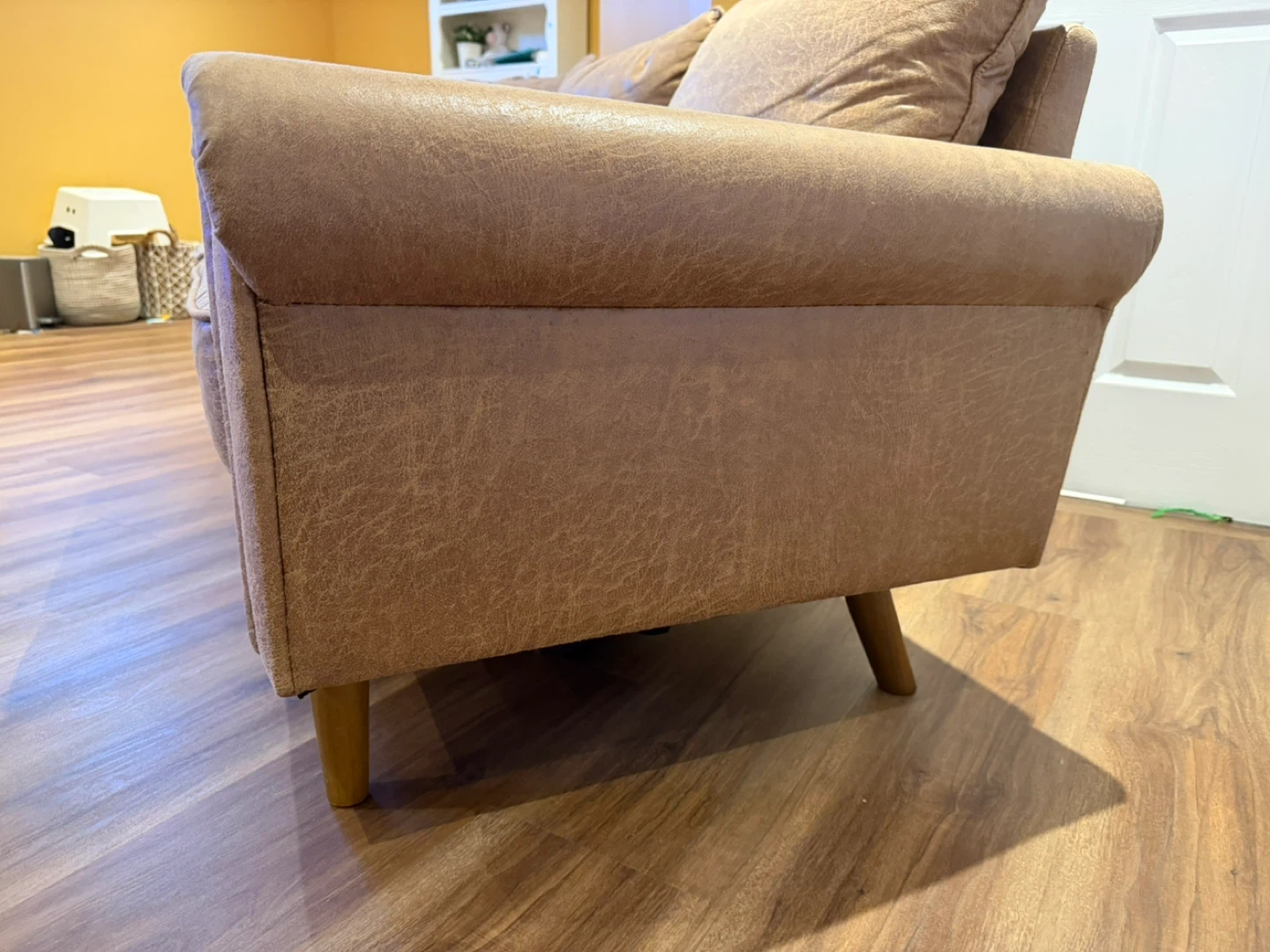 Brown Faux Leather Sofa - photo 2