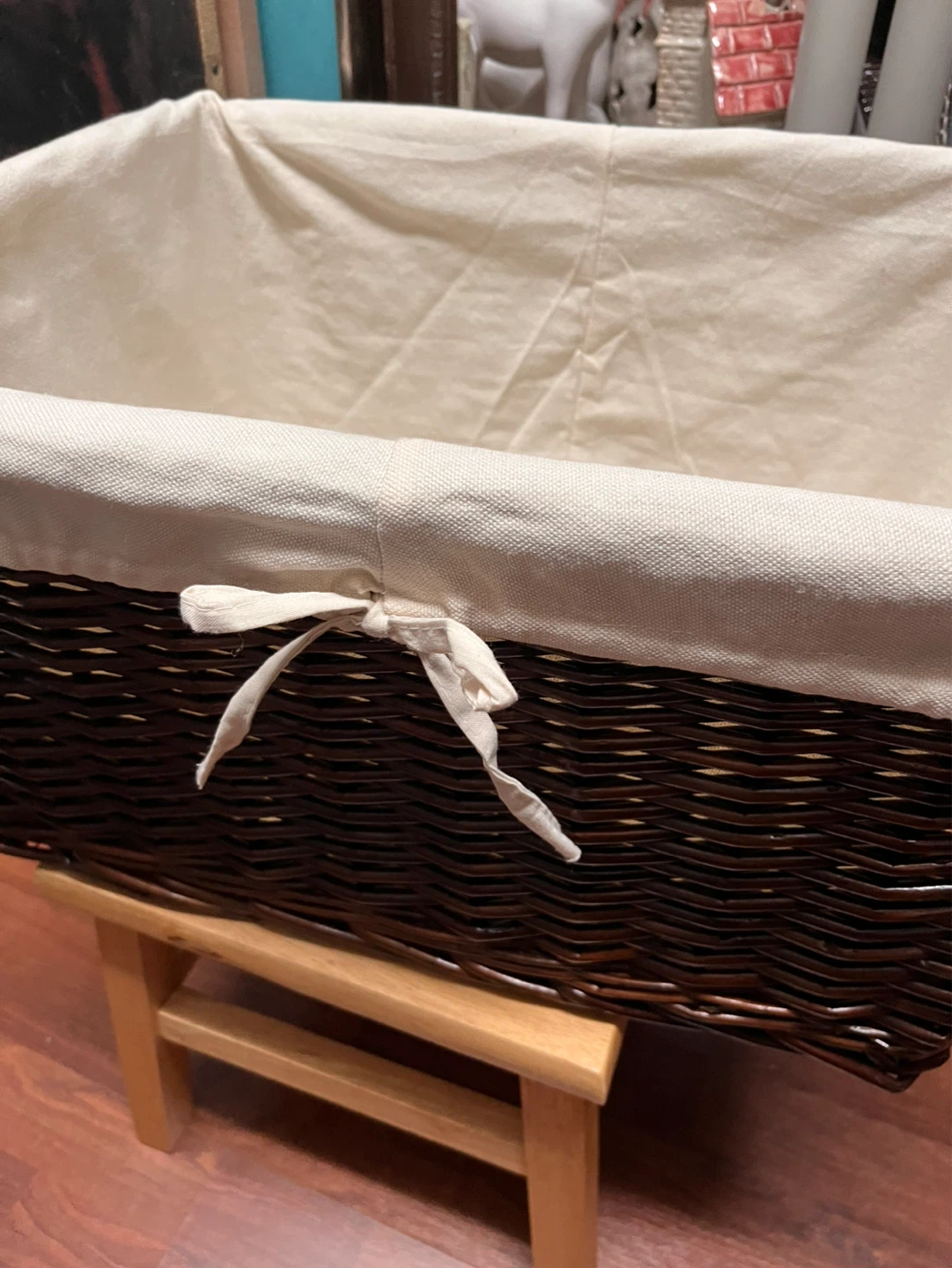 Wicker Storage Basket with Linen Liner