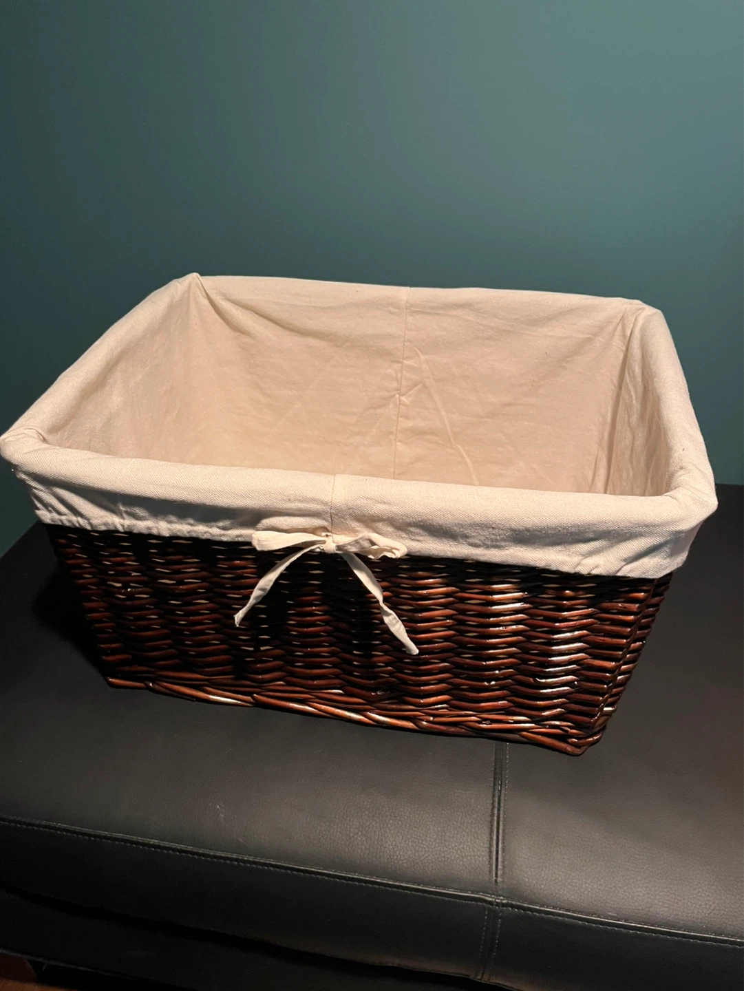 Wicker Storage Basket with Linen Liner - photo 3