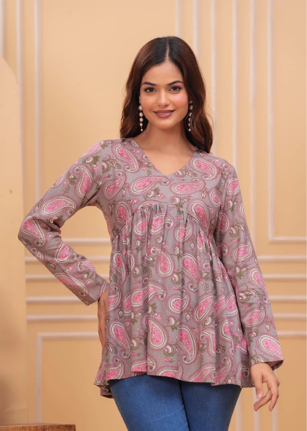 Paisley Print Tunic Top