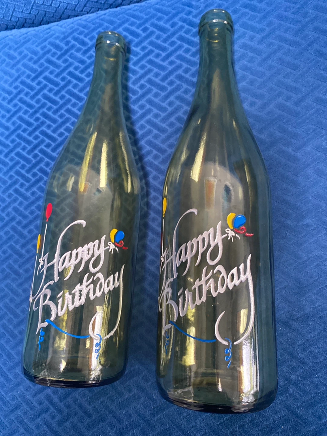 Set of 2 Happy Birthday Glass Wine Bottles - photo 2