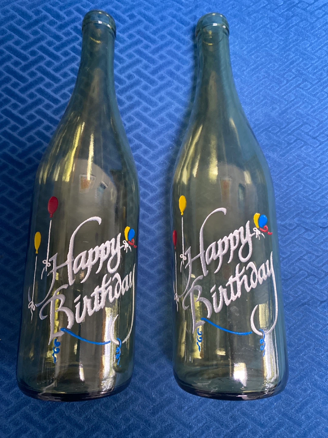 Set of 2 Happy Birthday Glass Wine Bottles - photo 3