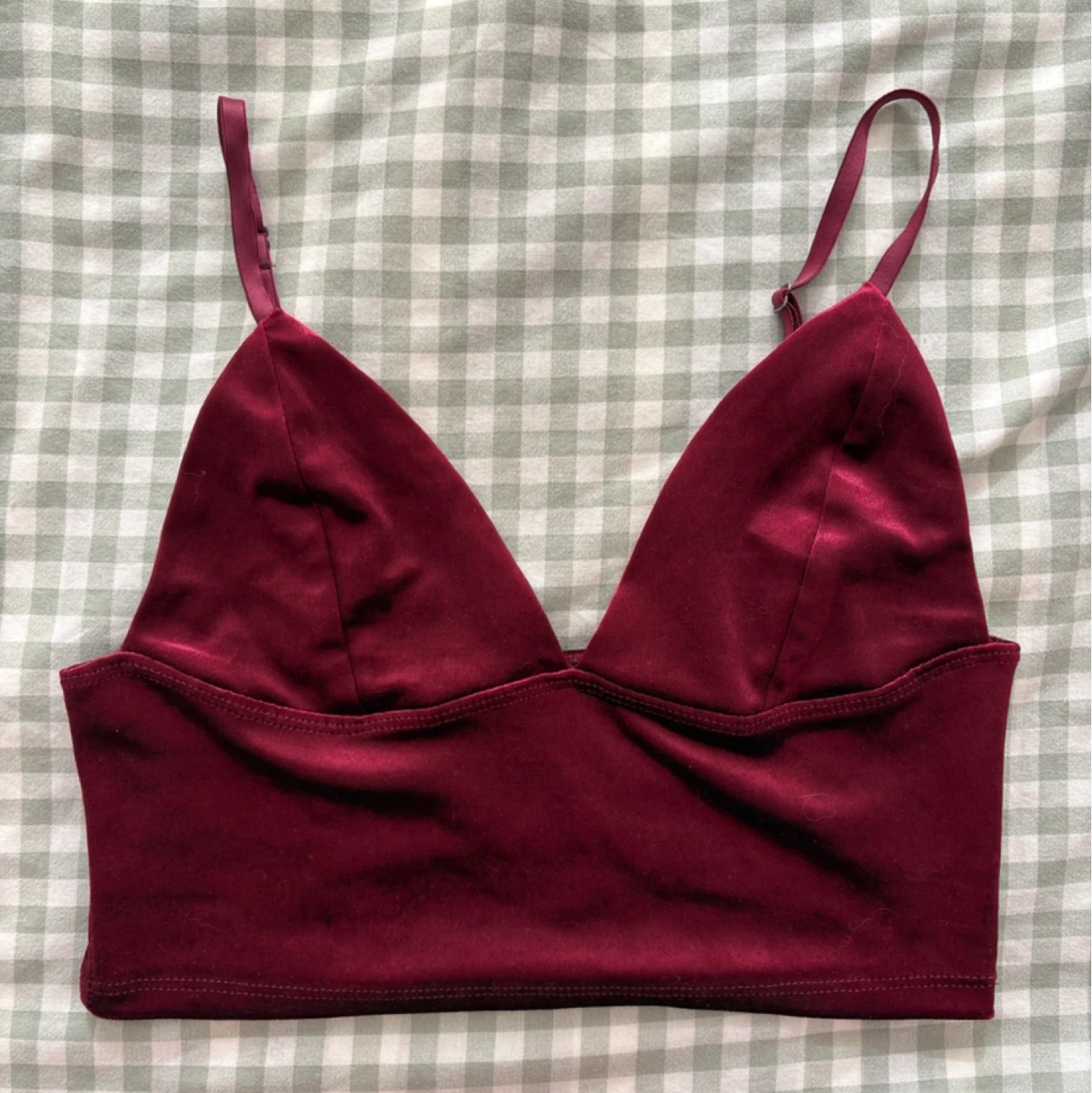 Burgundy Velvet Crop Top (Size S)