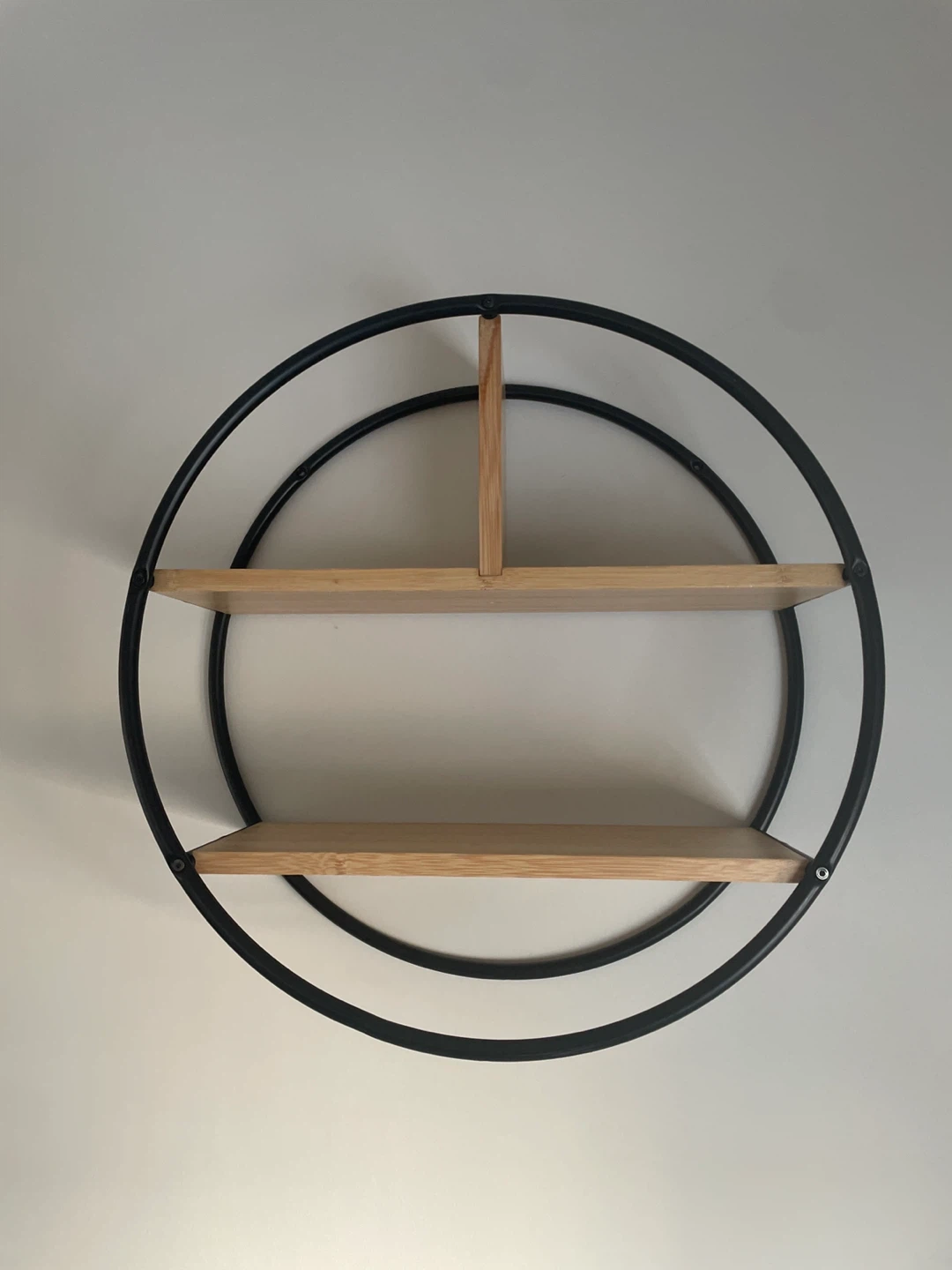 Circular Wall Shelf with Wood Shelves