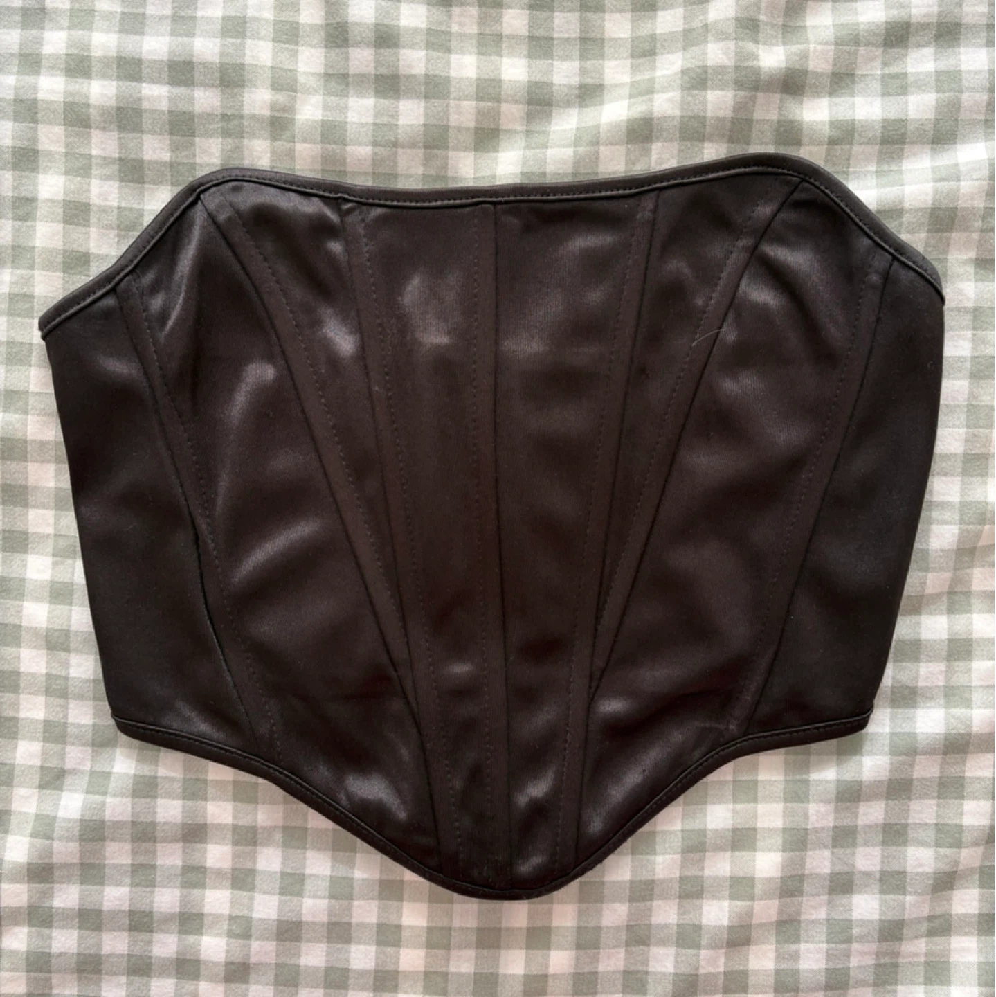 Black Strapless Corset Top (Size S)