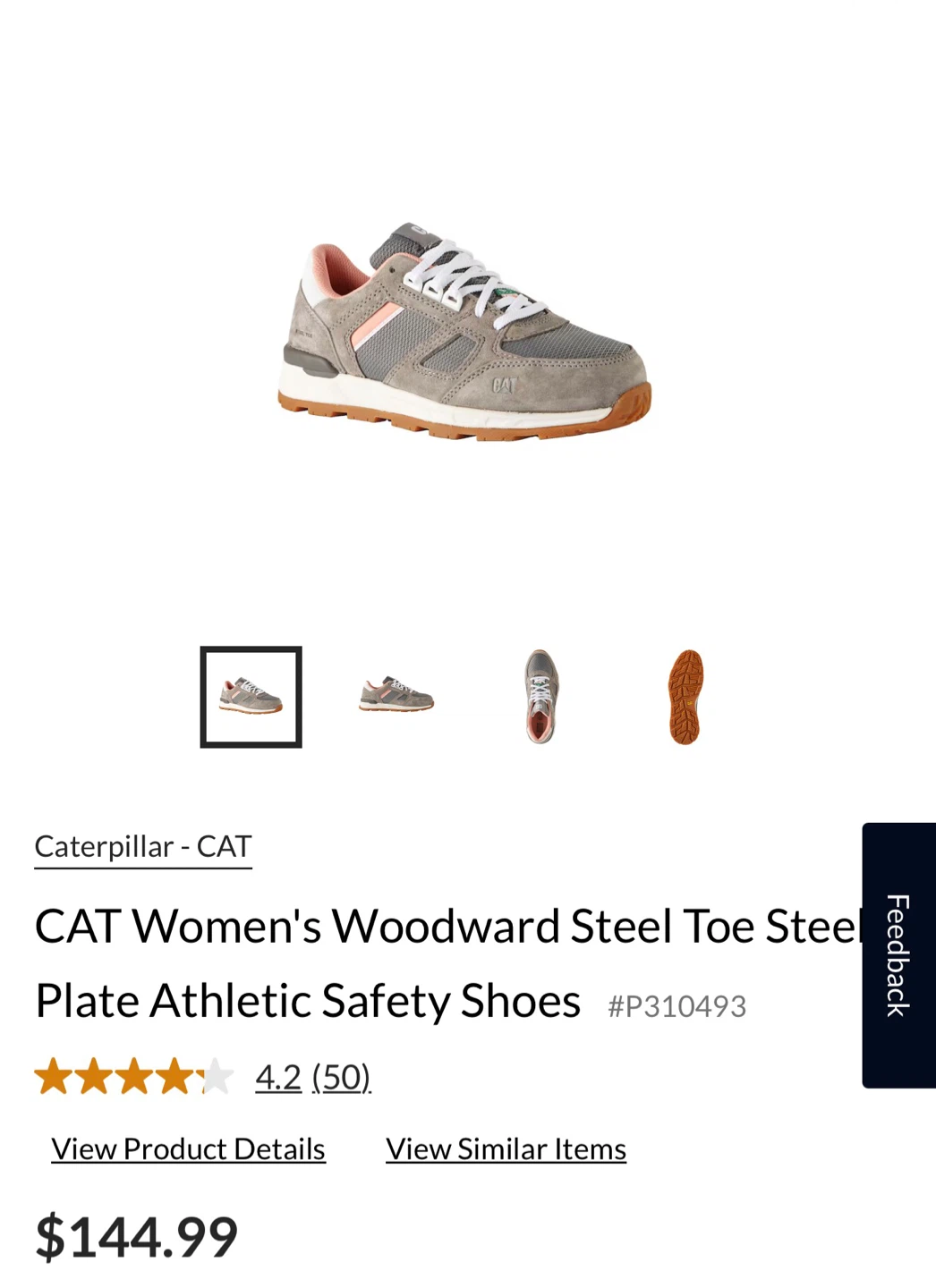 CAT Women's Woodward Steel Toe Safety Shoes Grey/Pink