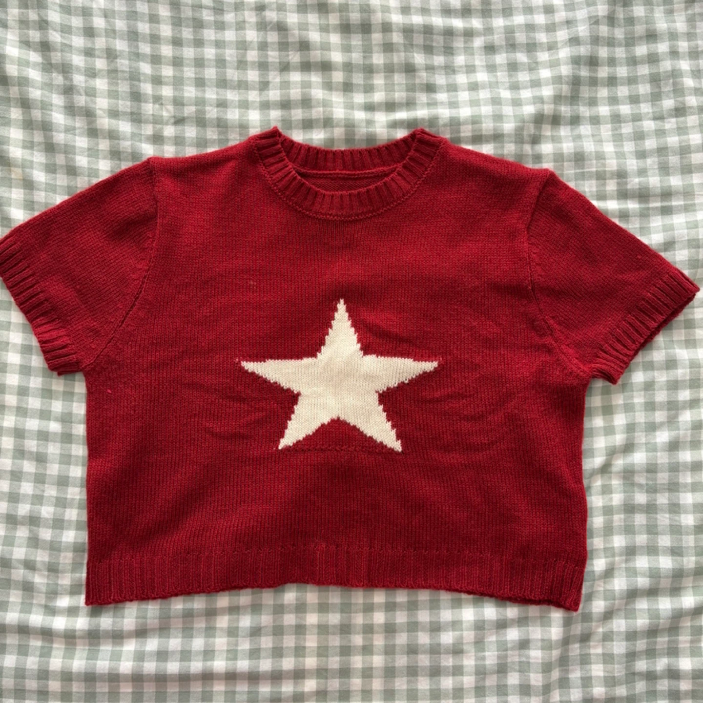 Red Knit Crop Top (Size S)