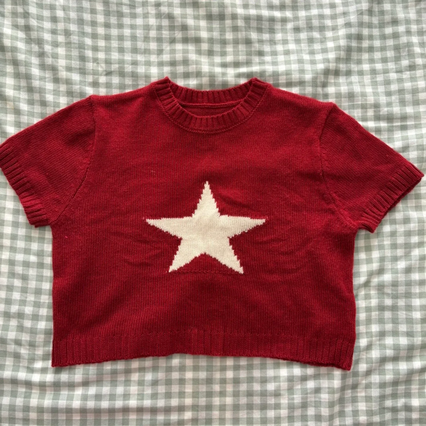 Red Knit Crop Top (Size S)