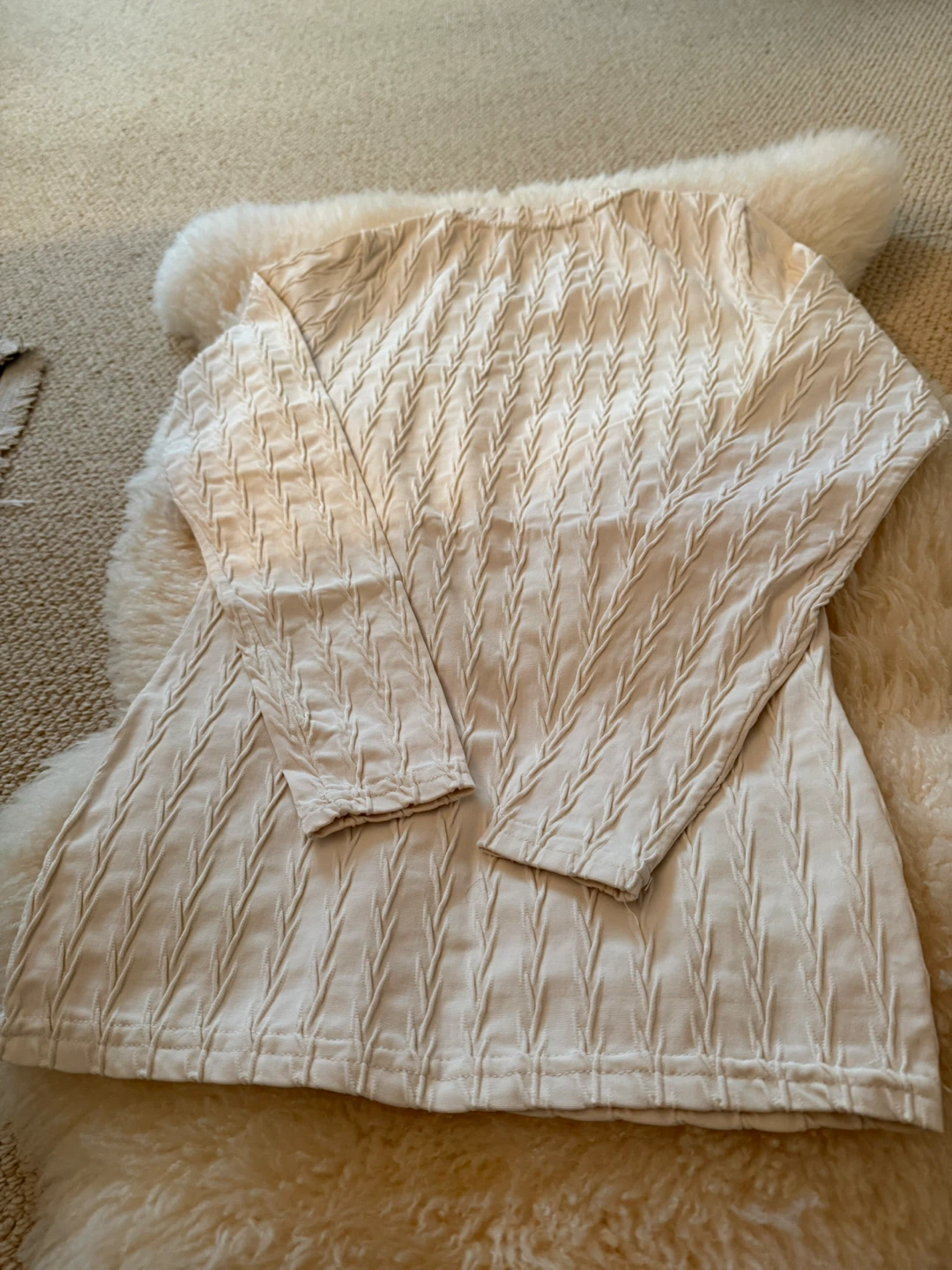 Off white  Long Sleeve Textured Top - photo 2