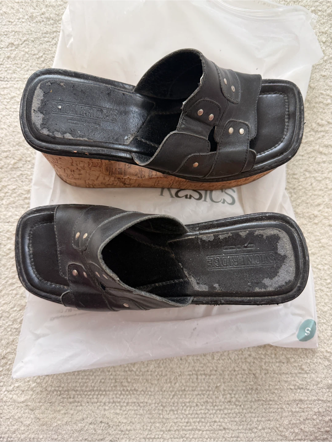 Vintage STONEBRIDGE Black Wedge Platforms - photo 2