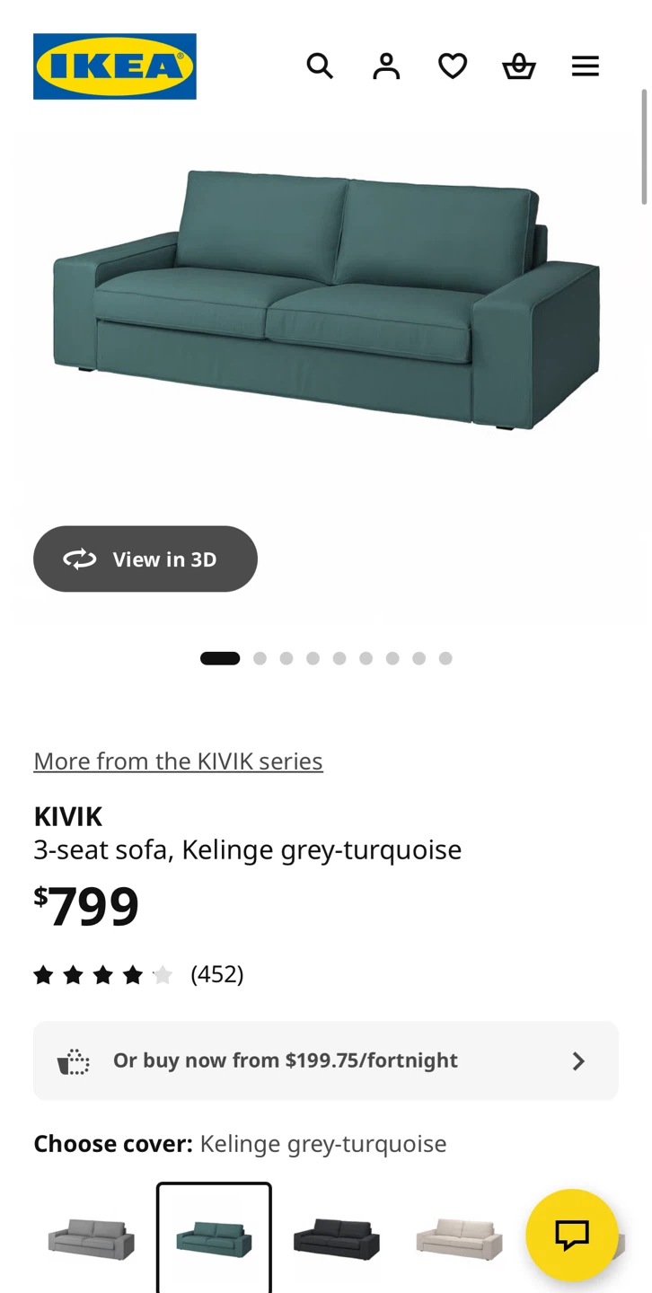 IKEA KIVIK 3-seat Sofa - Grey-Turquoise - photo 4
