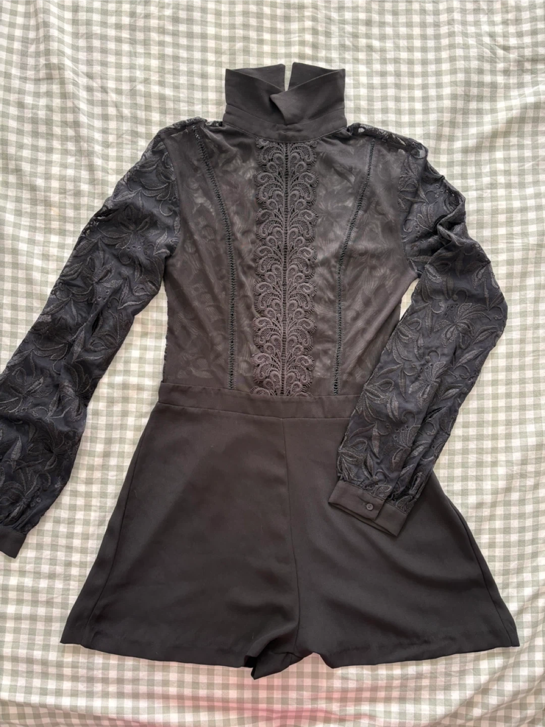 Black Lace Short Romper (Size S)