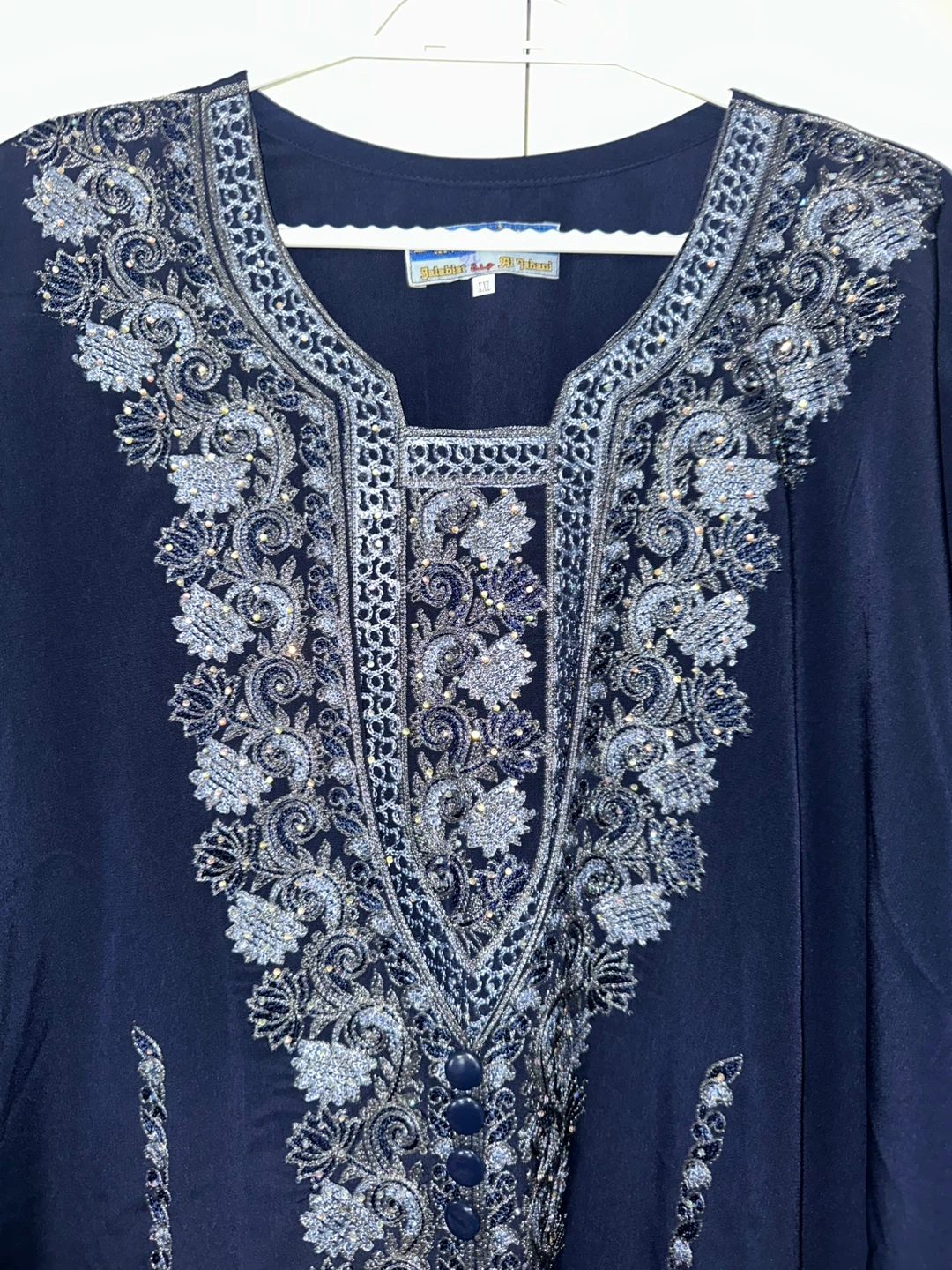 Navy Blue Embroidered & Embellished Women’s Abaya and Hijab set - photo 2