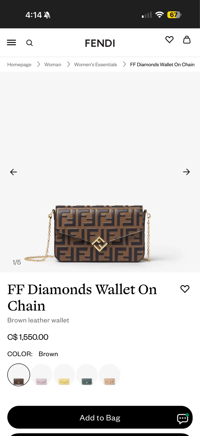 Fendi FF Diamonds Wallet On Chain Bag