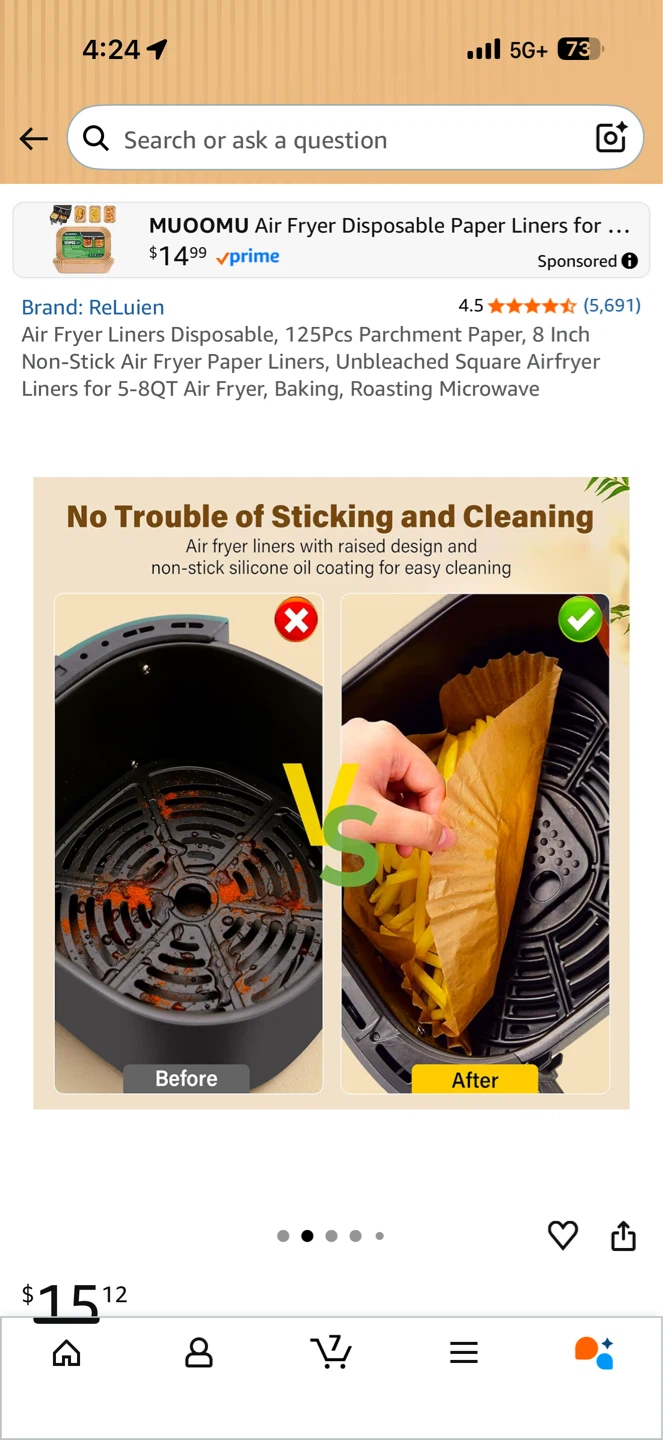 ReLuien 8 inch Air Fryer Liners (125pcs) - photo 2