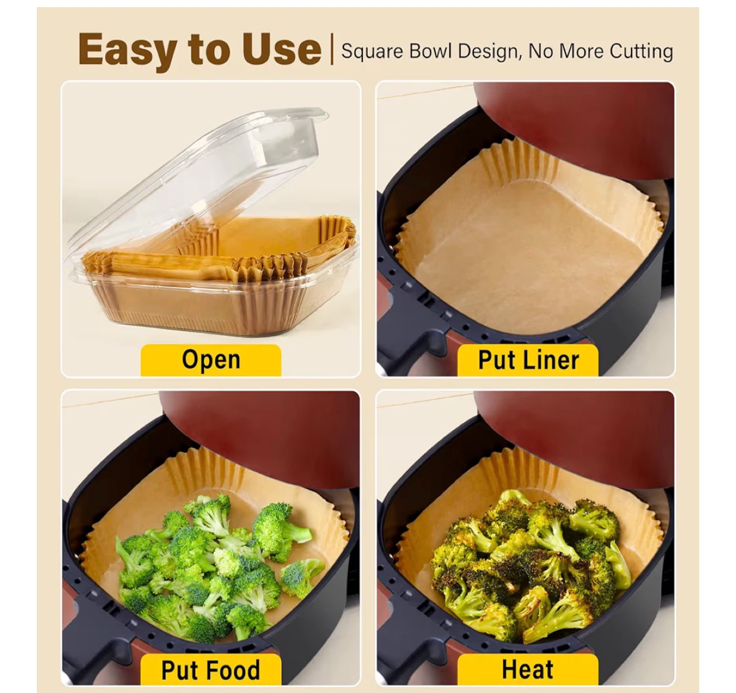 ReLuien 8 inch Air Fryer Liners (125pcs) - photo 4