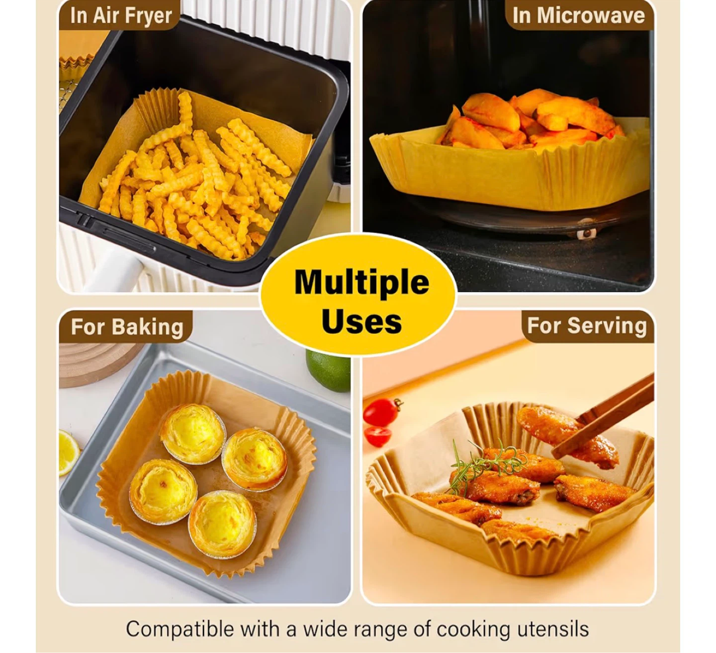 ReLuien 8 inch Air Fryer Liners (125pcs) - photo 3