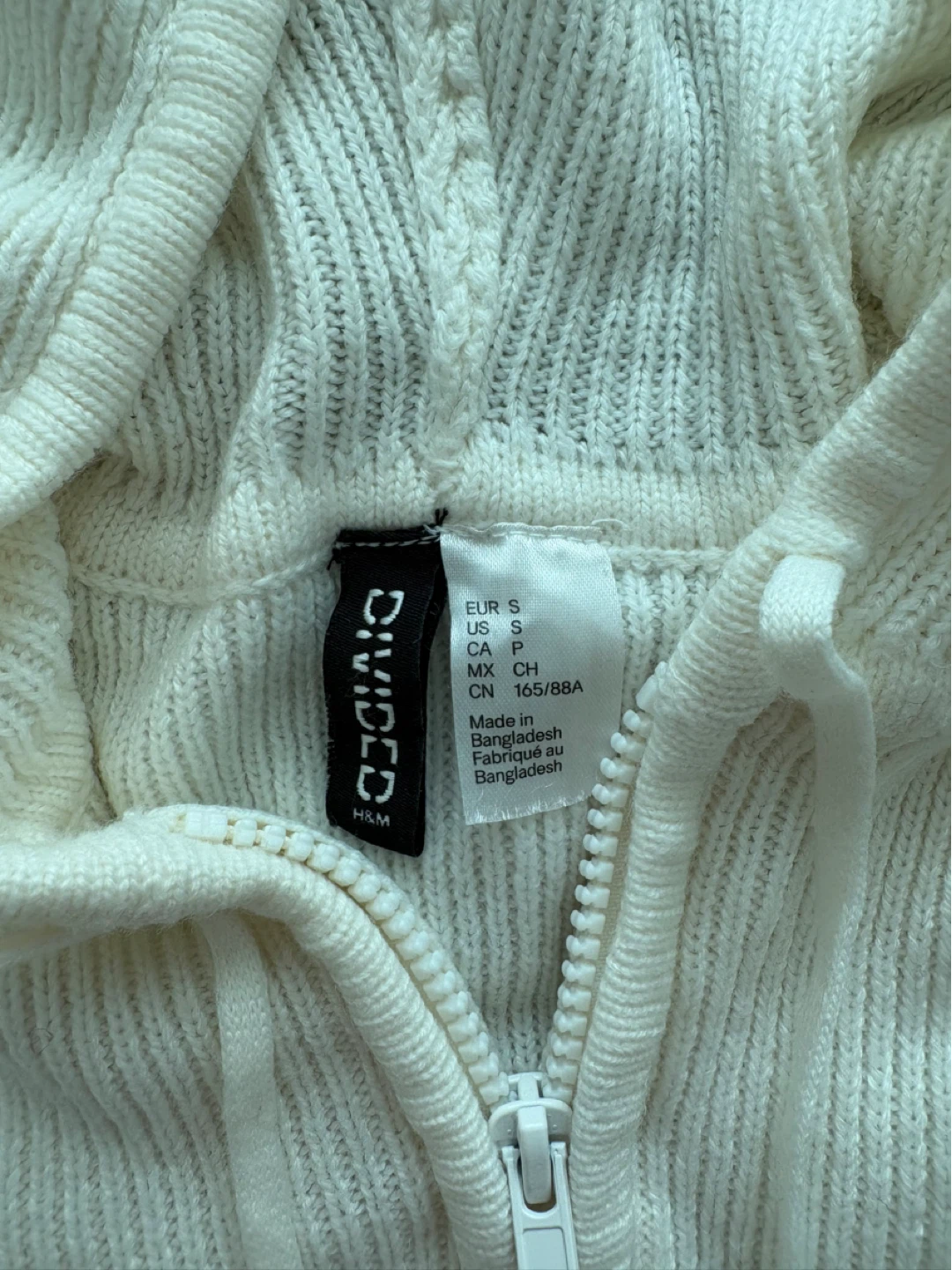 Cream Knit Zip-Up Hoodie Sweater (Size S) - photo 2