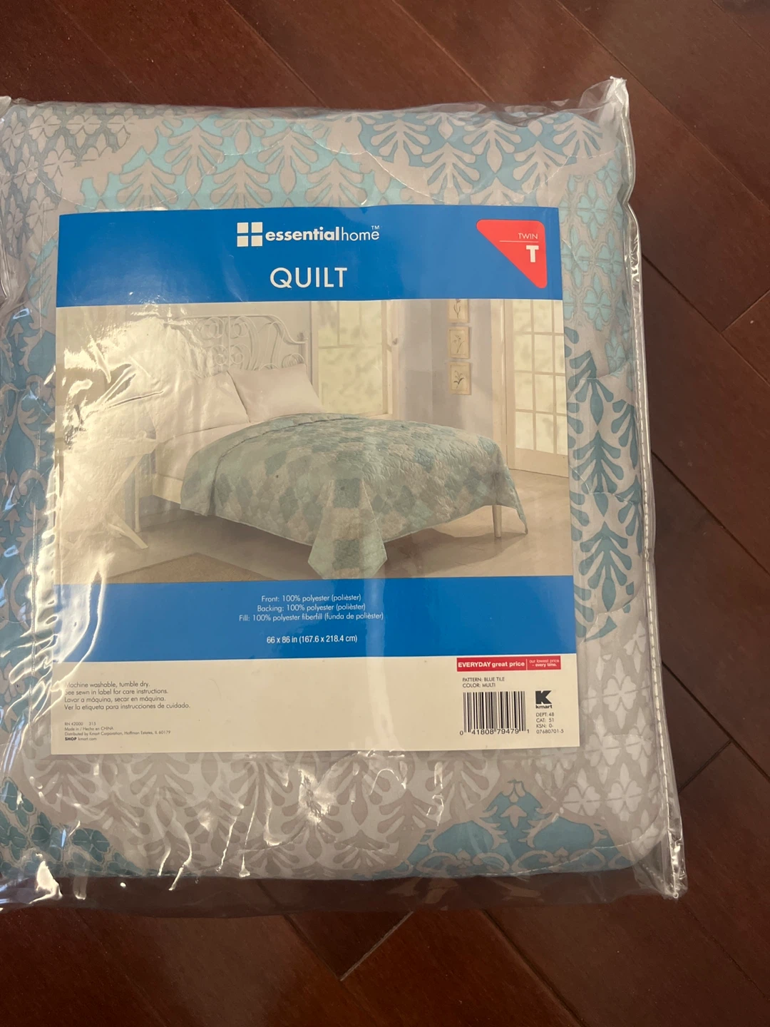 Essential Home Twin Quilt - Blue Tile