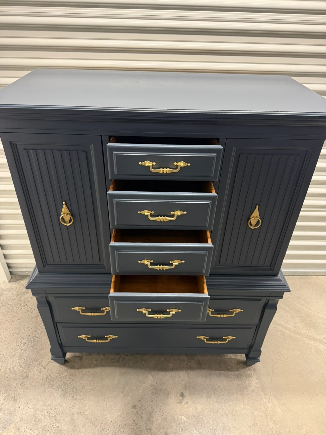 🚨Free Delivery NJ/NY Navy Blue Solid Wood Dresser - 6 Drawers - photo 2
