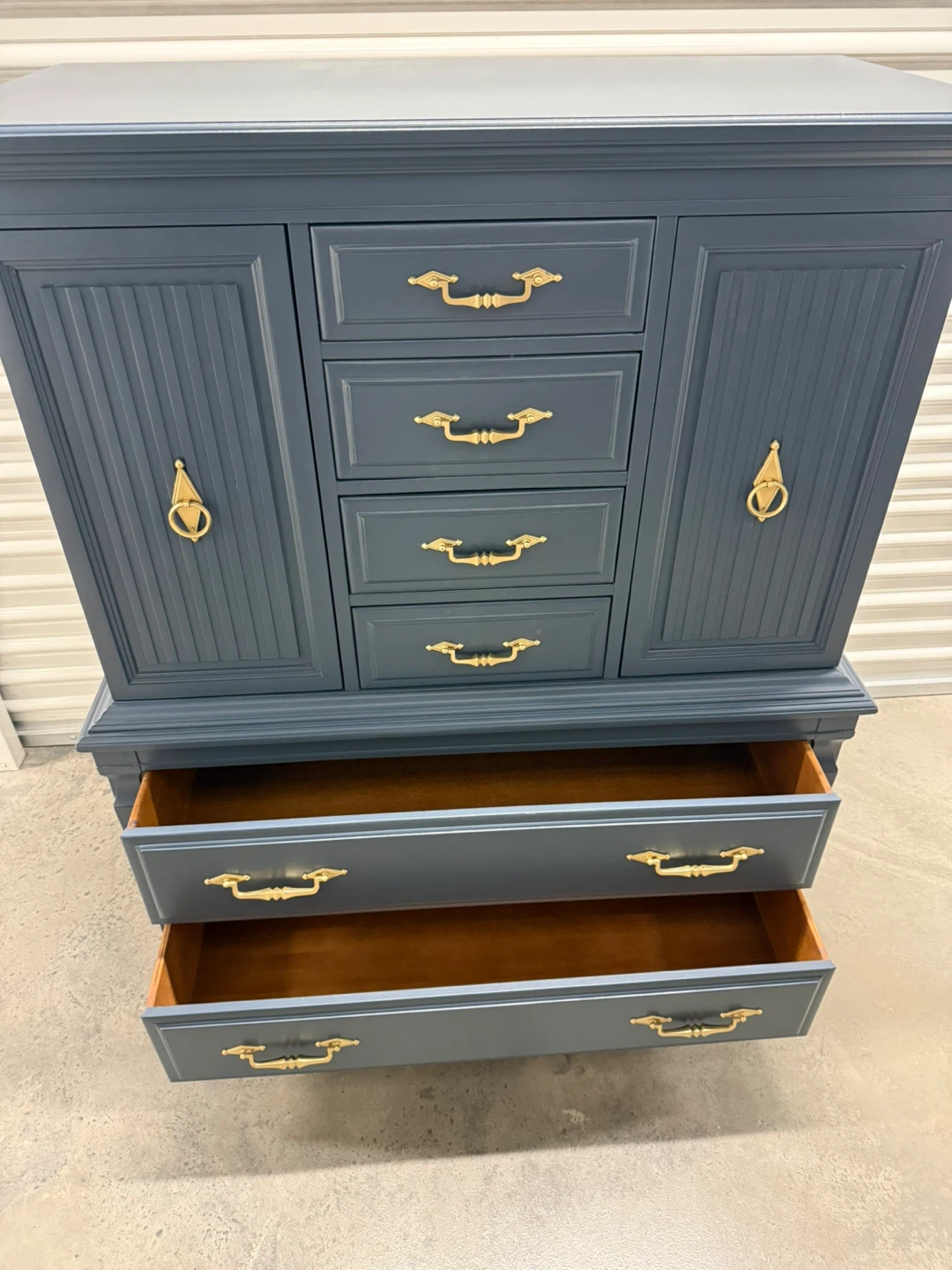 🚨Free Delivery NJ/NY Navy Blue Solid Wood Dresser - 6 Drawers - photo 3