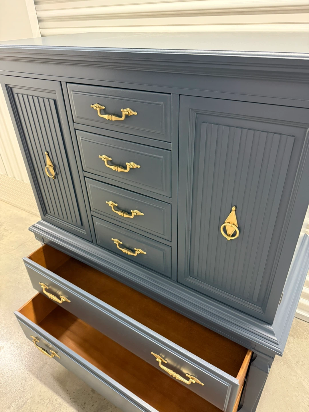 🚨Free Delivery NJ/NY Navy Blue Solid Wood Dresser - 6 Drawers - photo 5