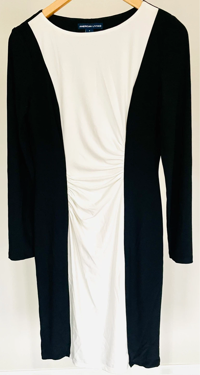 American Living Black and White Ruched Dress Size 6 - photo 3