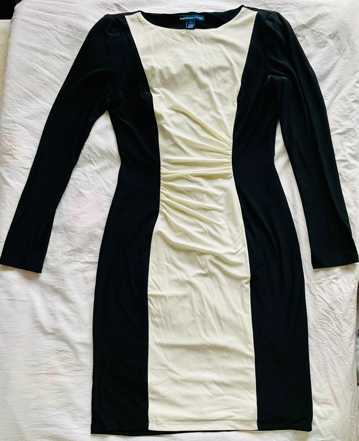 American Living Black and White Ruched Dress Size 6 - photo 2