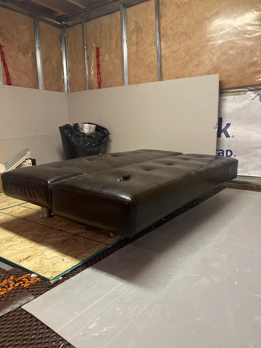 Dark Brown Faux Leather Futon Sofa Bed