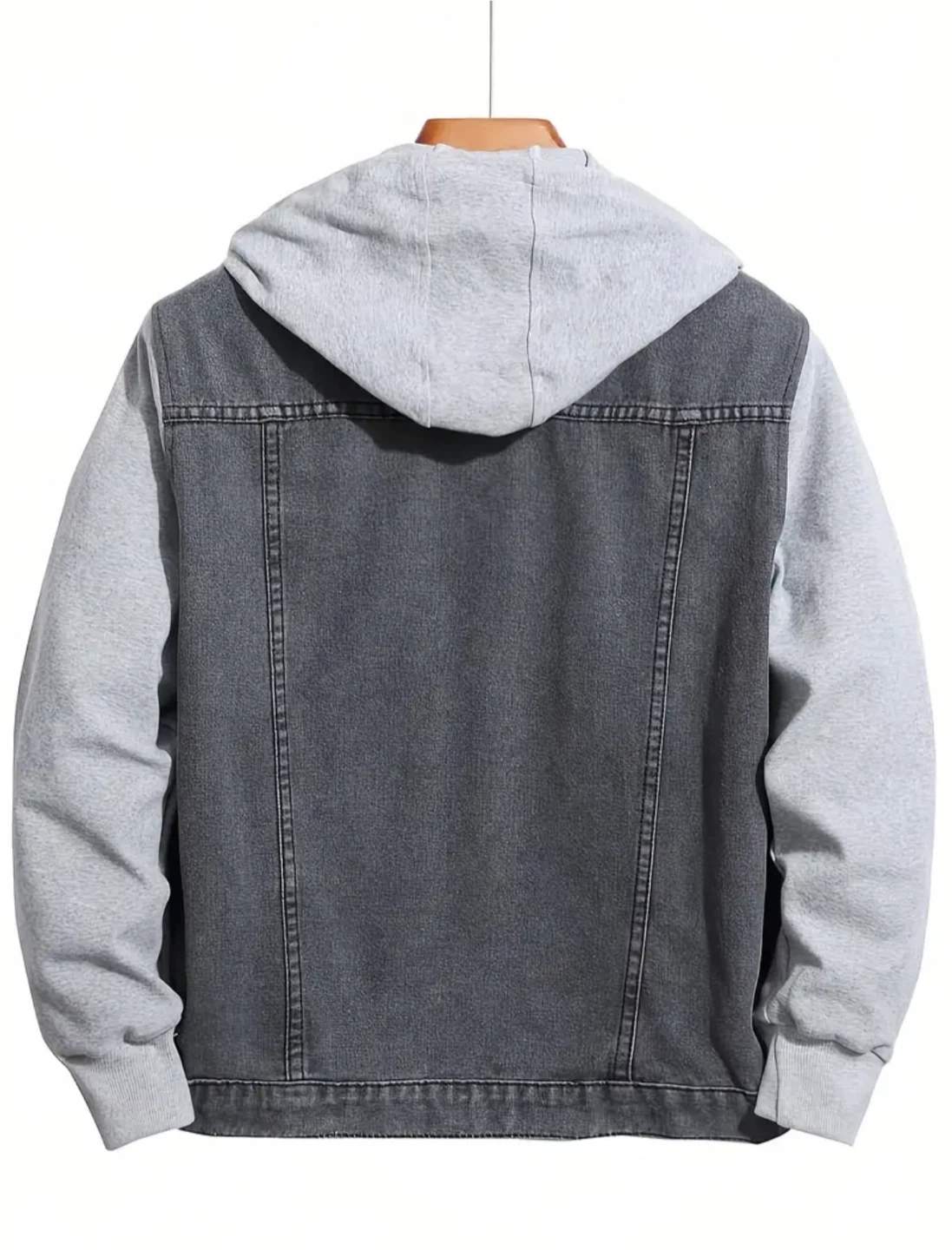 New Men's Grey Denim Jacket with Hood - photo 2