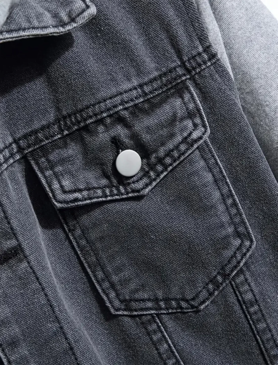 New Men's Grey Denim Jacket with Hood - photo 5