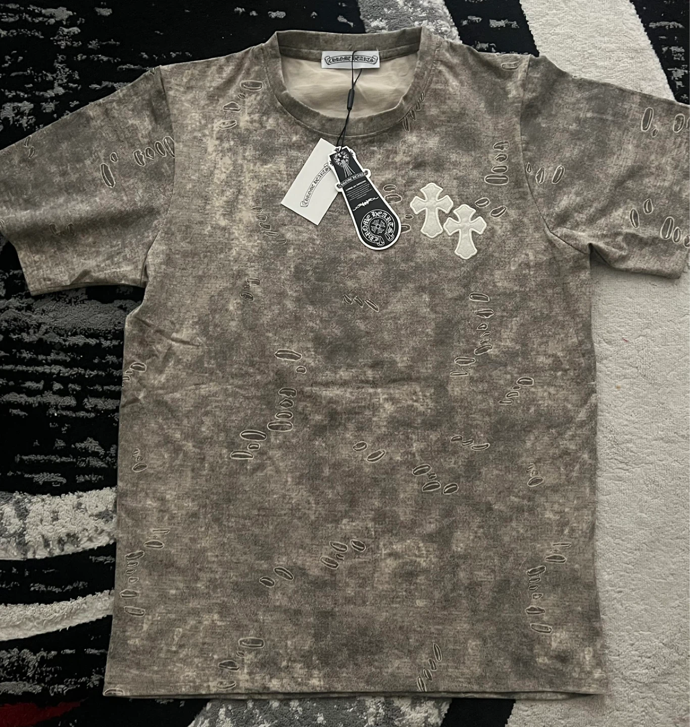 Chrome Hearts Grey Distressed T-Shirt