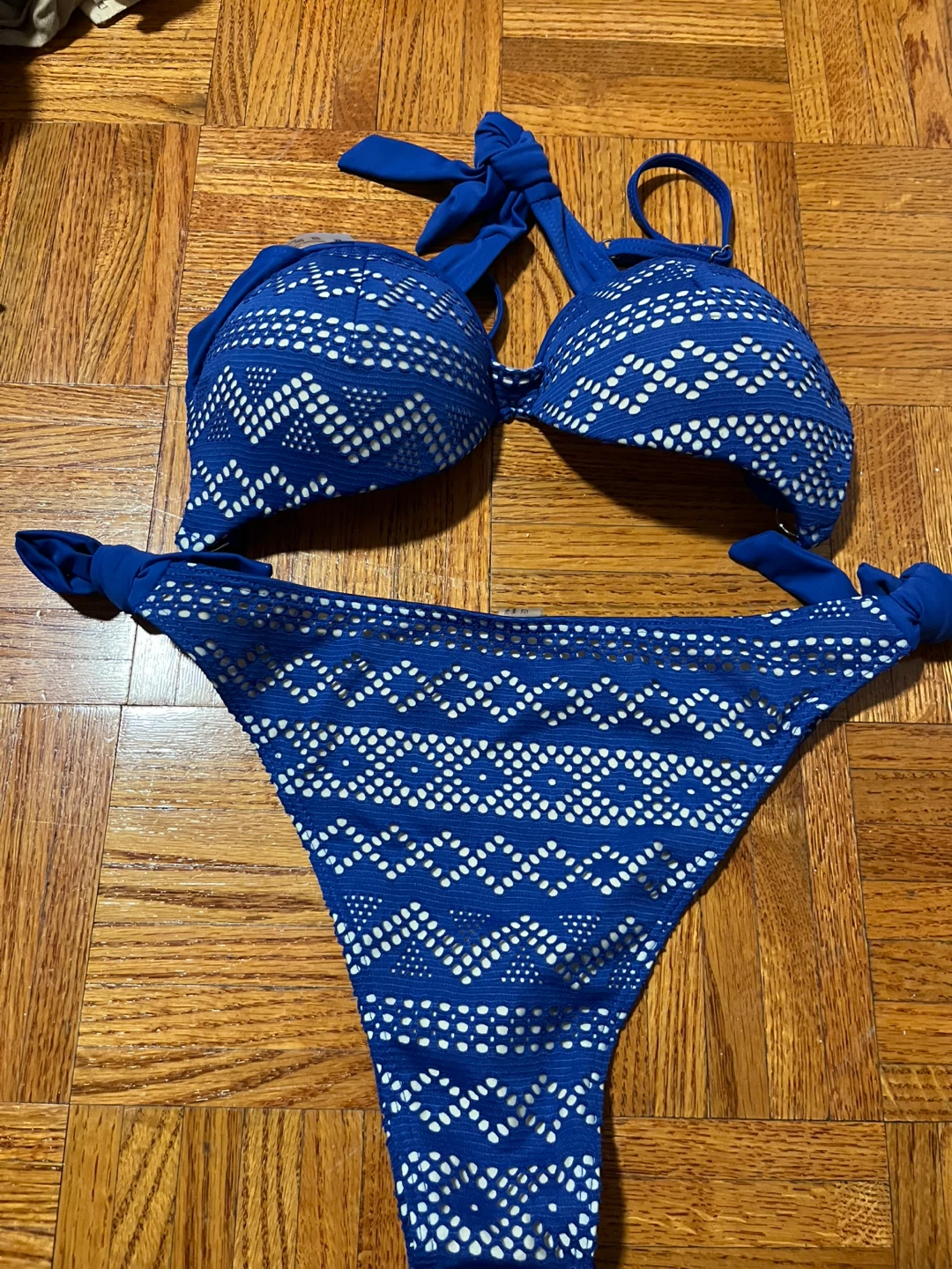 SHEIN Blue Crochet Bikini Swimsuit Size M - photo 2