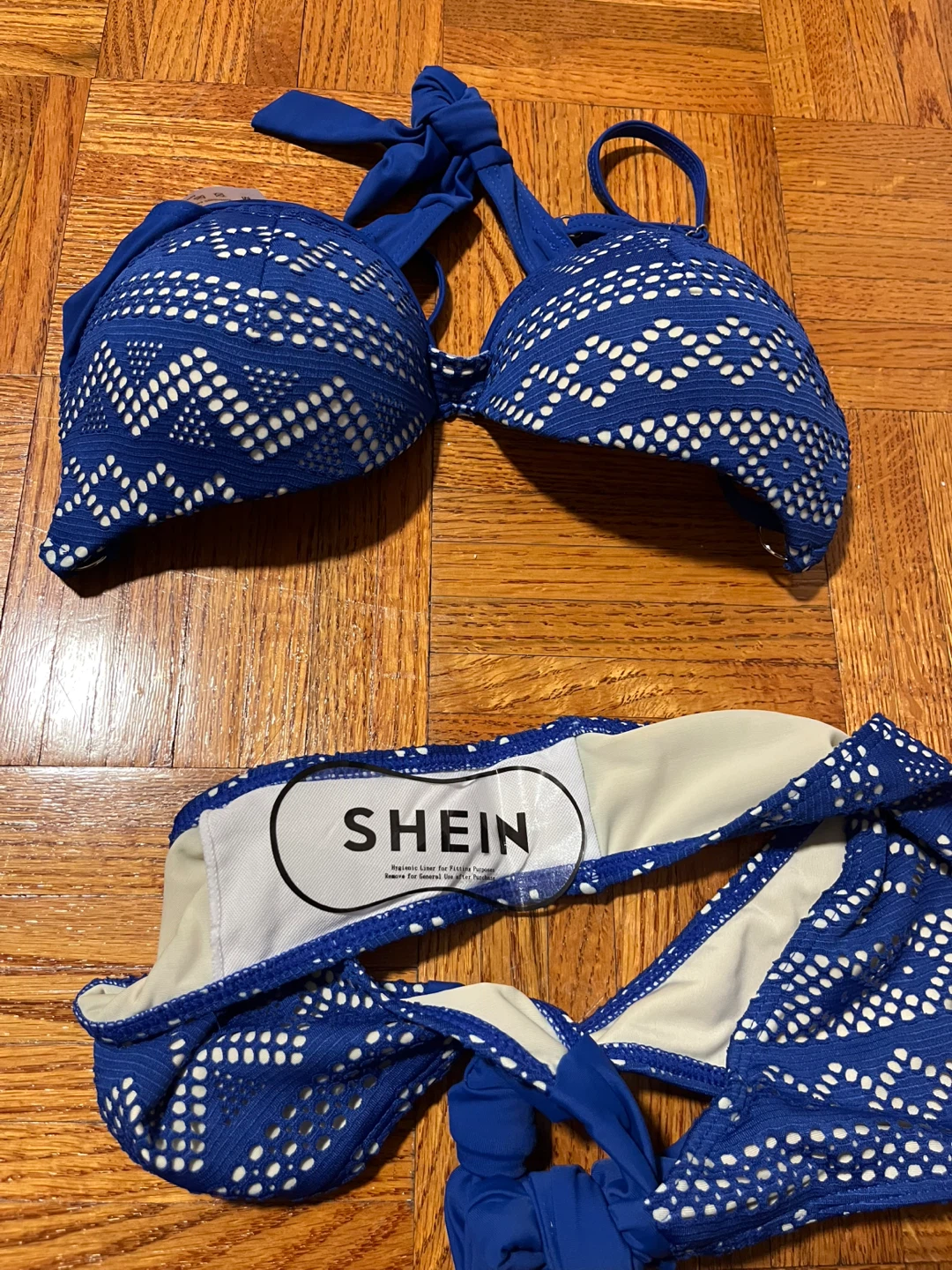 SHEIN Blue Crochet Bikini Swimsuit Size M - photo 3