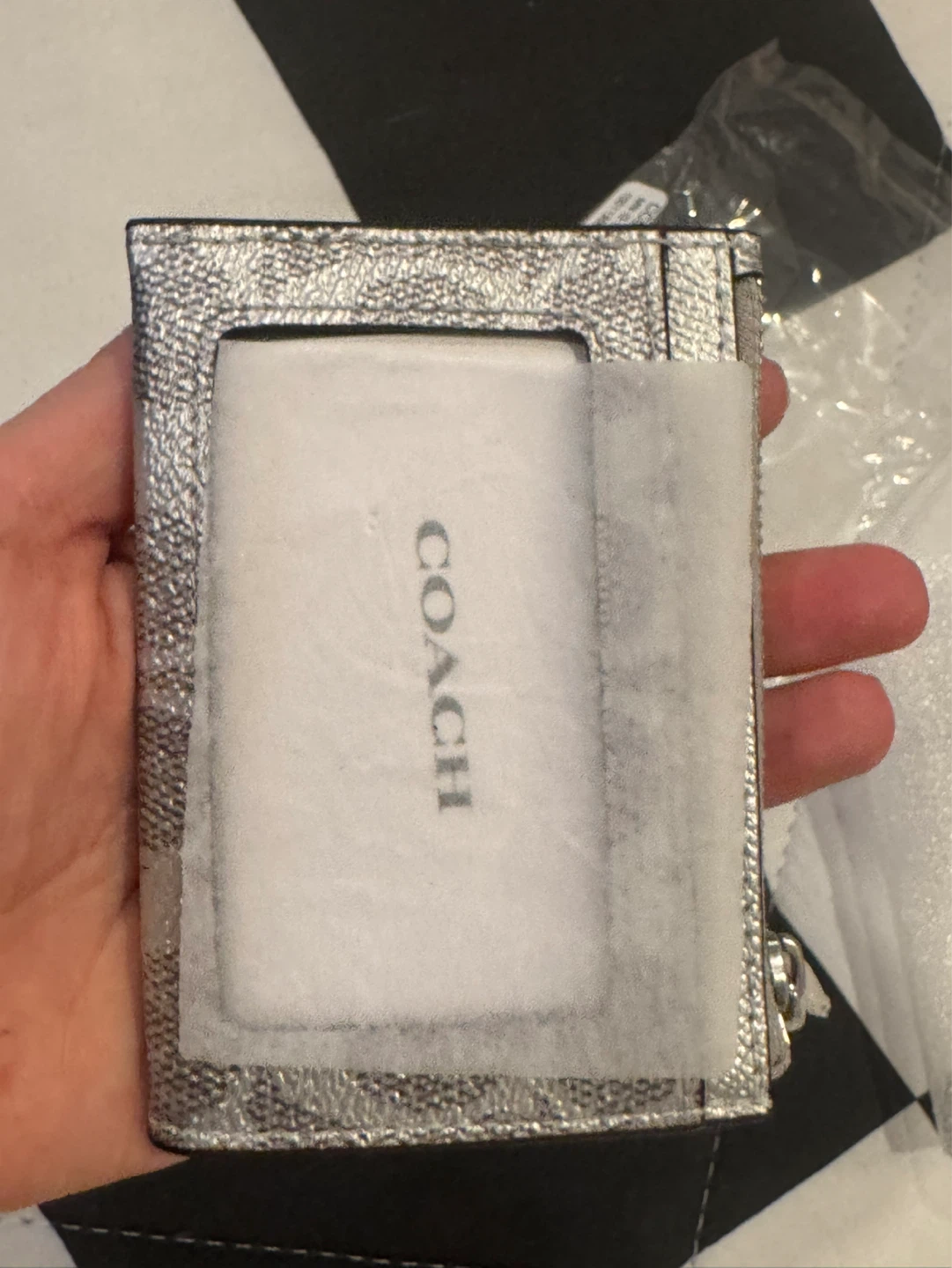 COACH Signature C Card Case Holder Wallet Silver - photo 2