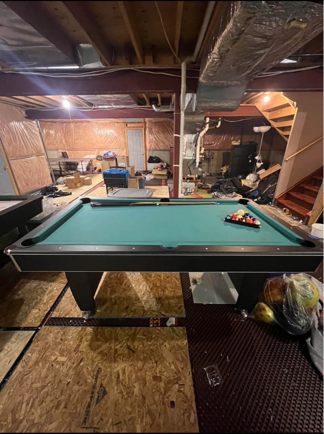 Pool Table with Cues and Balls