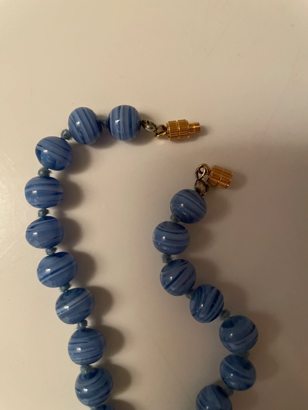 Blue Swirl Venetian Glass Bead Necklace - photo 2