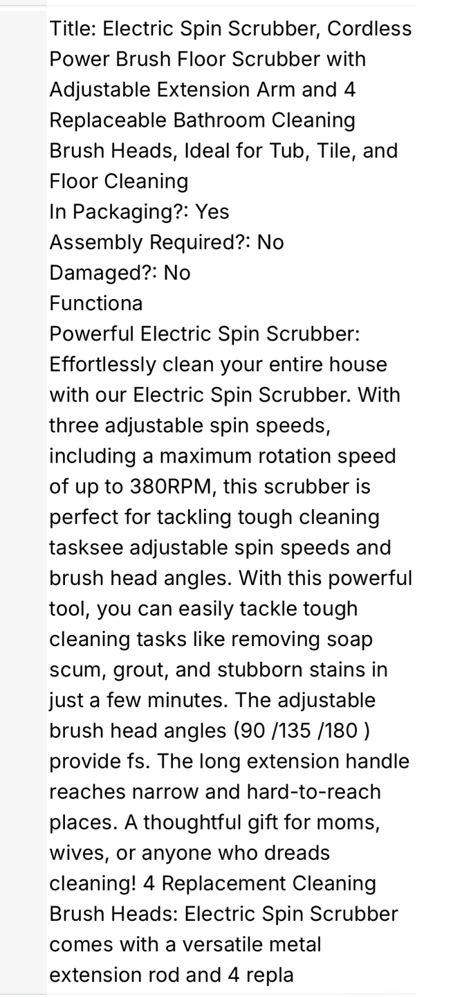 Electric Spin Scrubber with Extension Arm - photo 3