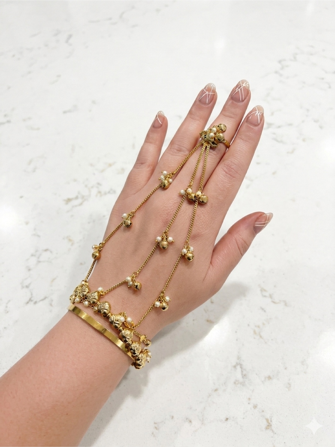 Gold tone Hand Harness Bracelet for women