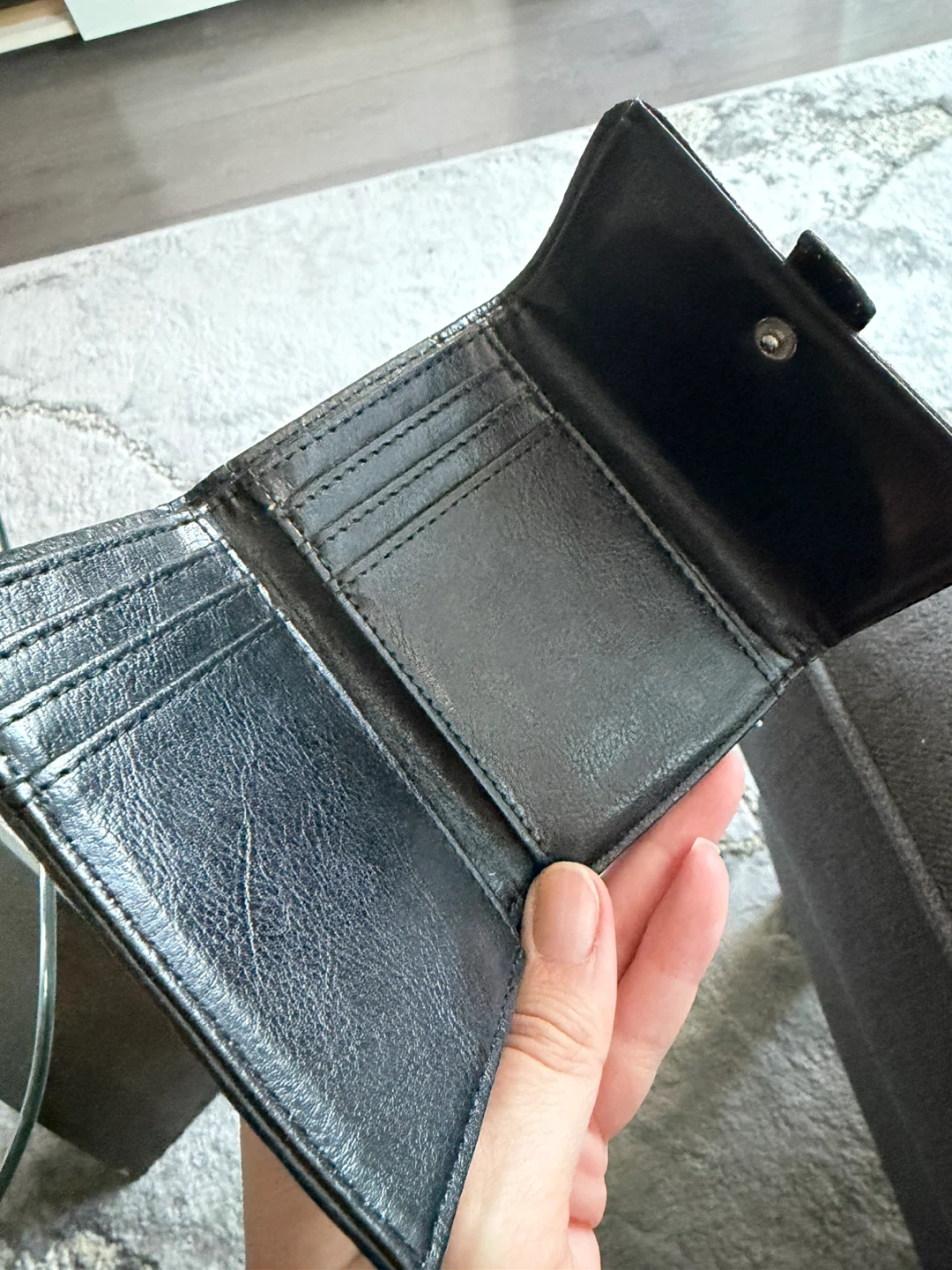 Black Suede Tri-fold Wallet - photo 2