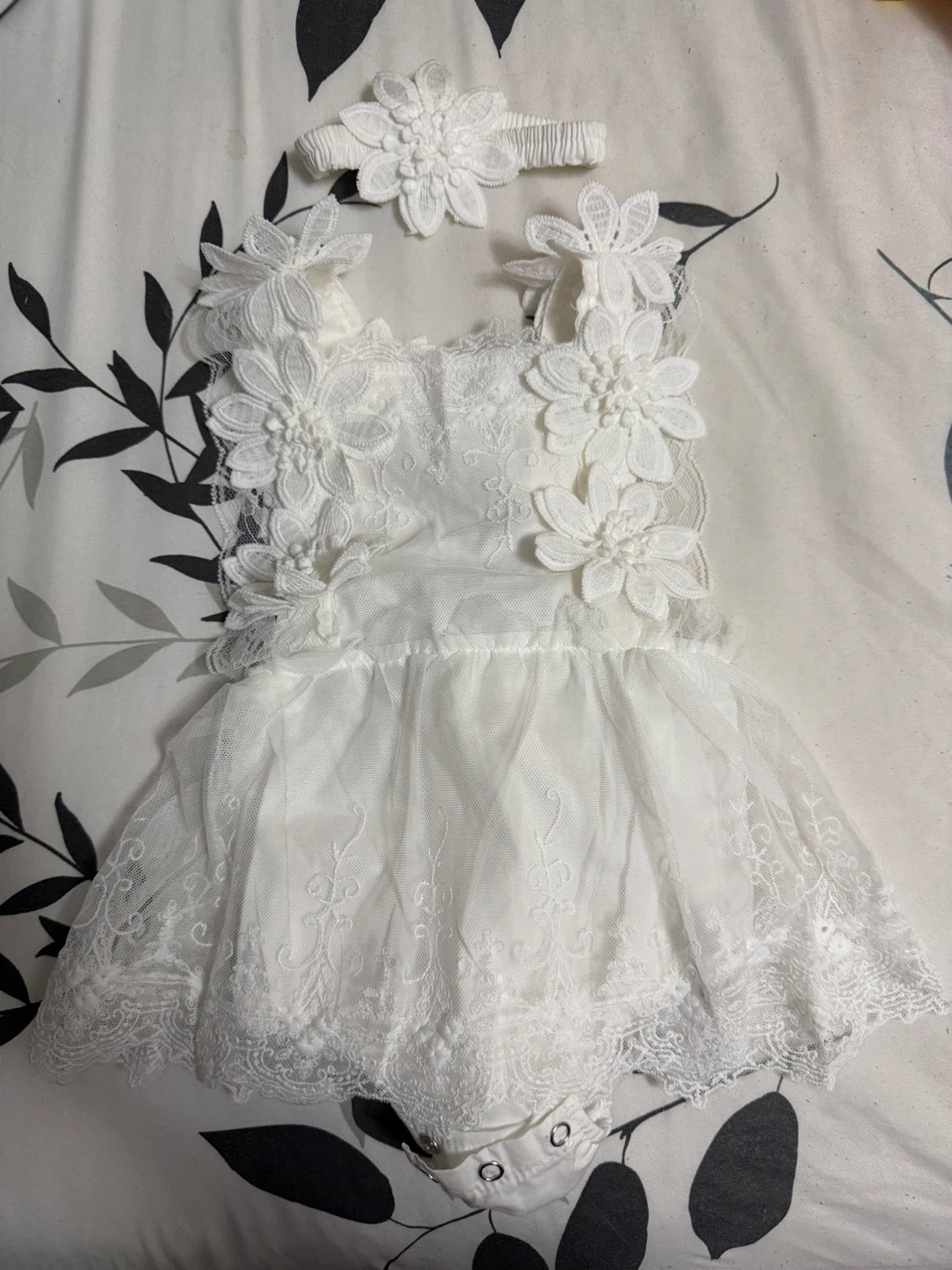 White Baby Dress and Headband Set