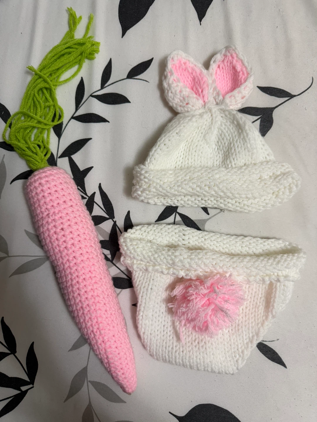 Baby Easter Bunny Costume Hat Diaper Cover Carrot Prop