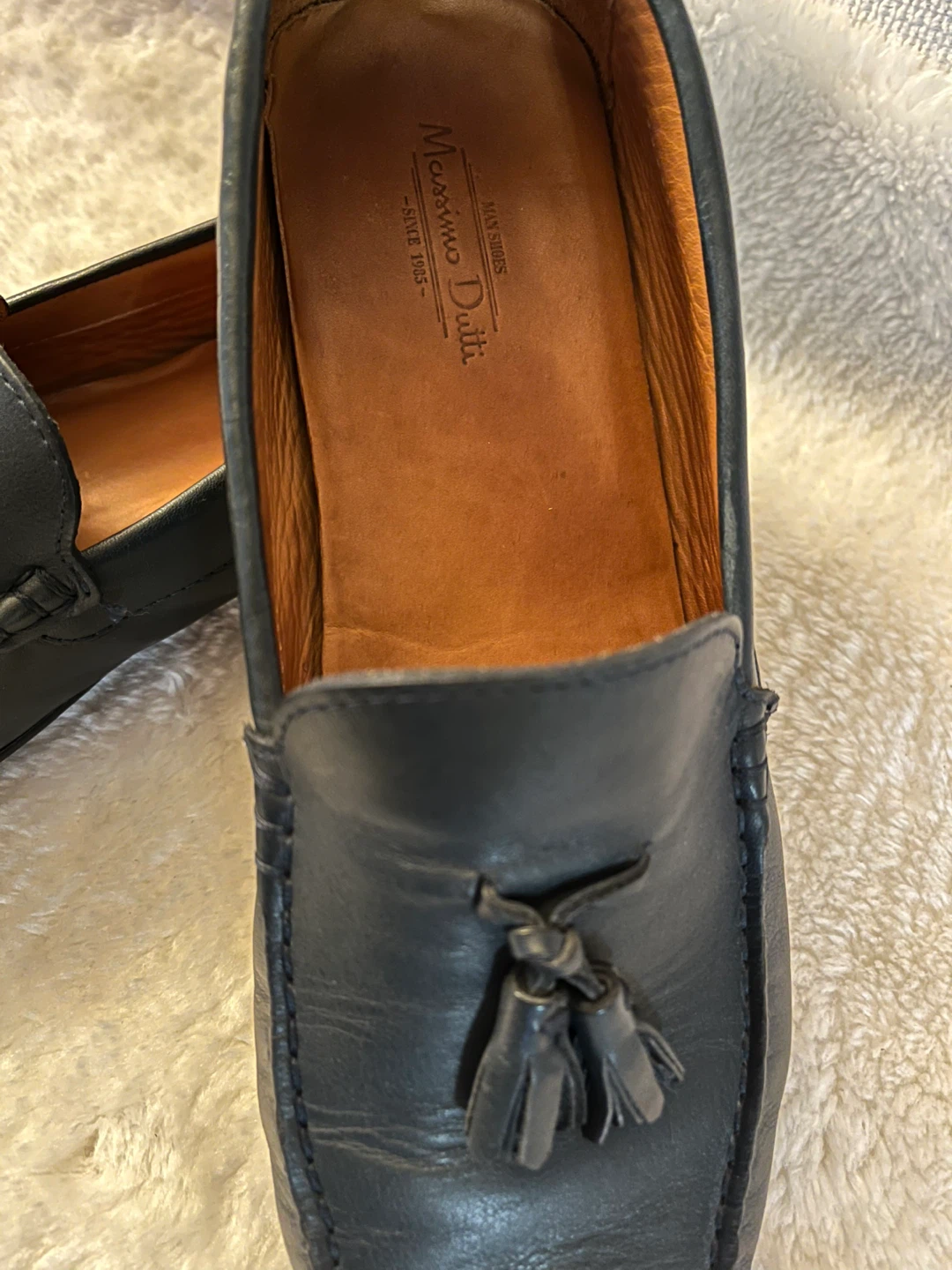 Massimo Dutti Navy Blue Leather Tassel Loafers Size 10.5 - photo 4