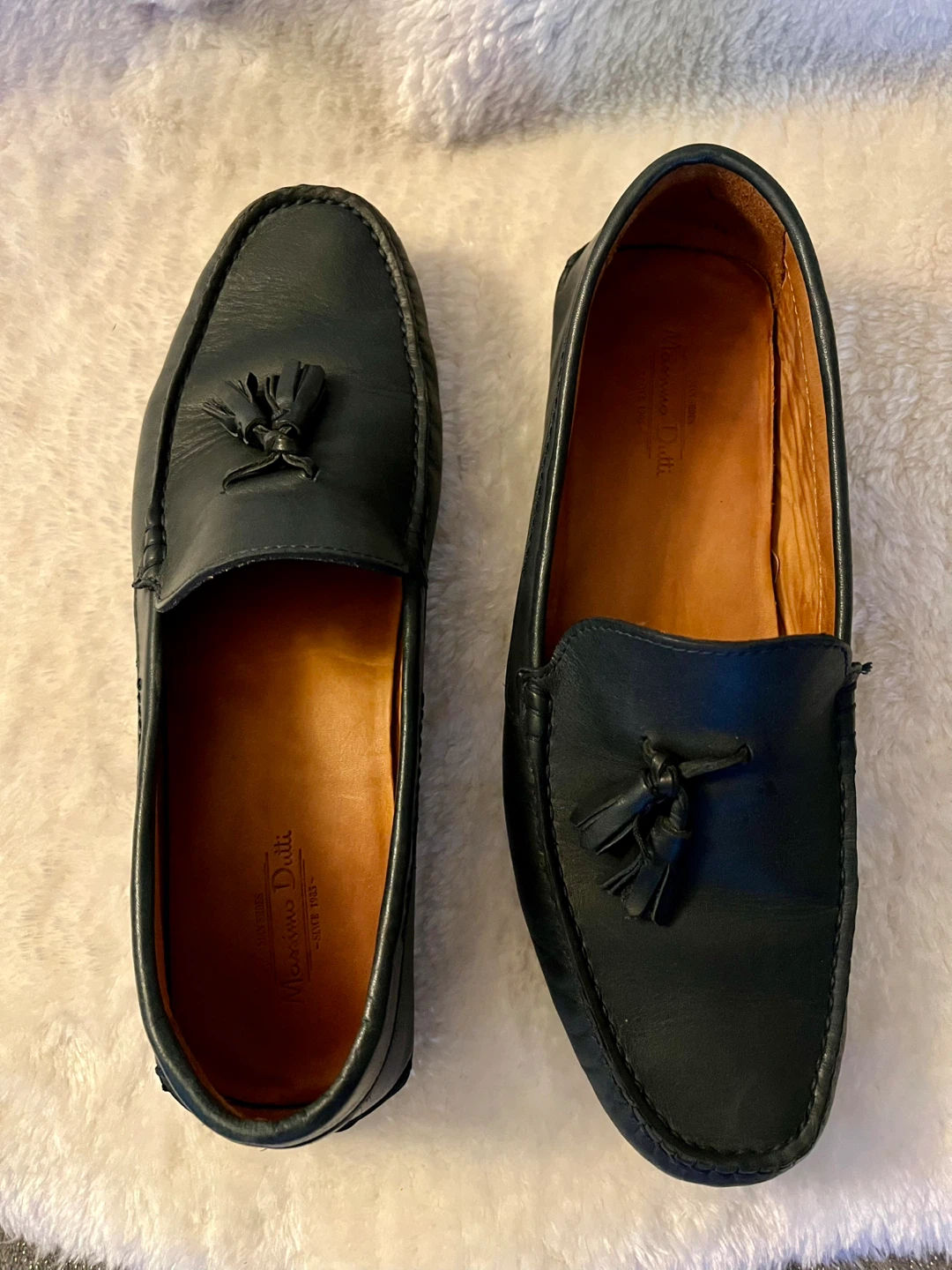 Massimo Dutti Navy Blue Leather Tassel Loafers Size 10.5 - photo 3