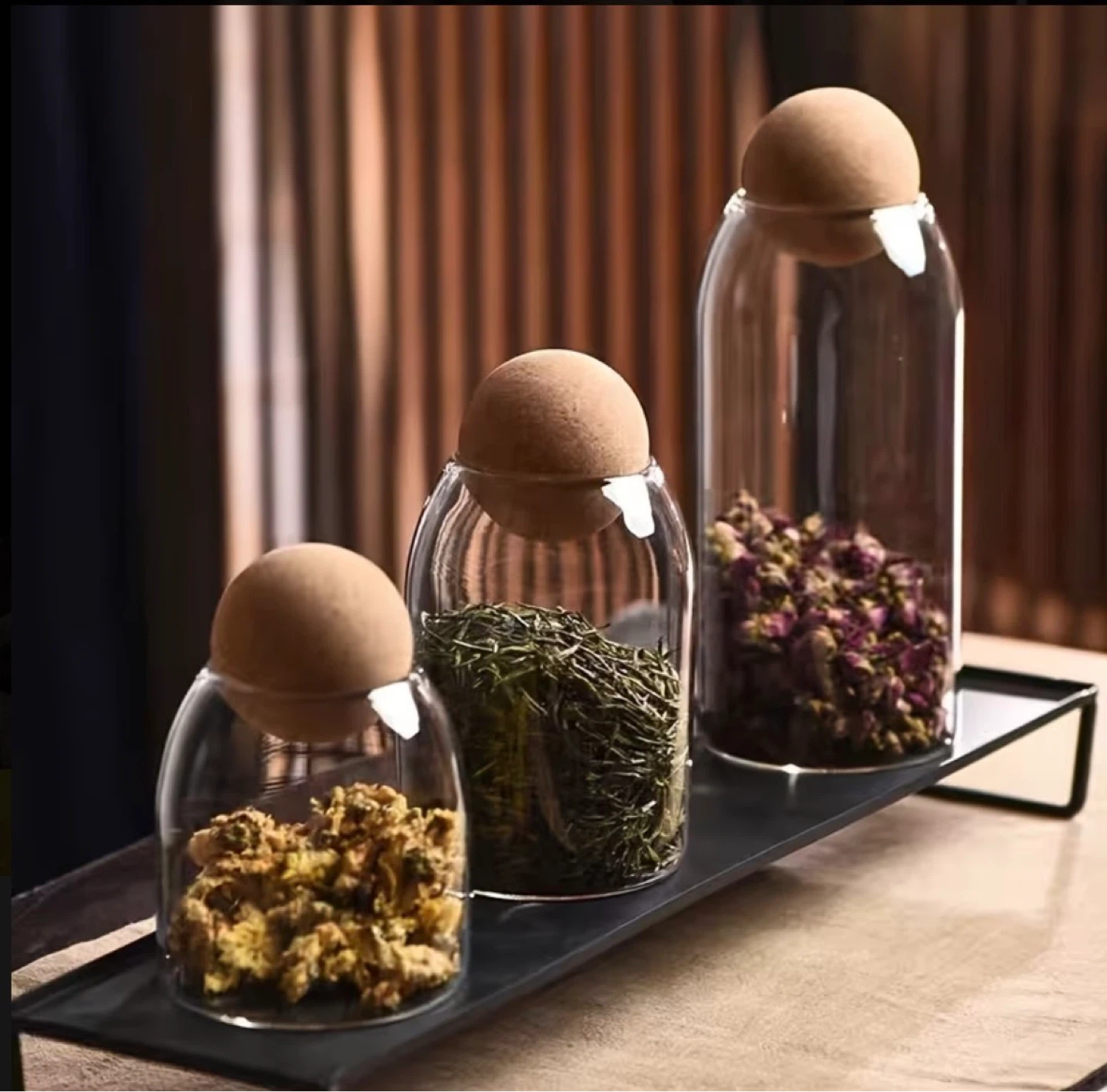 Glass Storage Jars with Cork Lids (Set of 3)